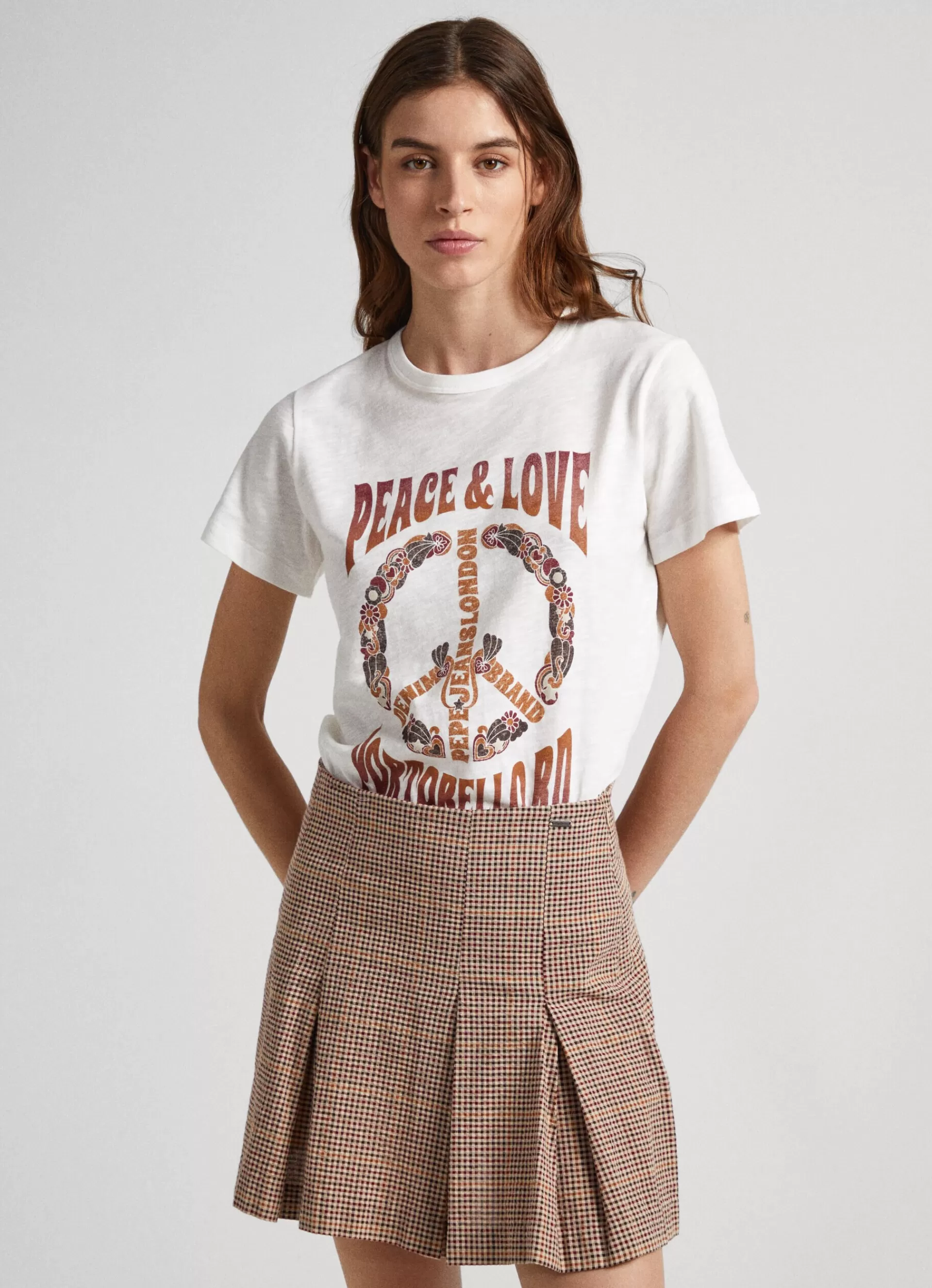 T-shirts*Women Pepe Jeans LOGO PRINT T-SHIRT Mousse White