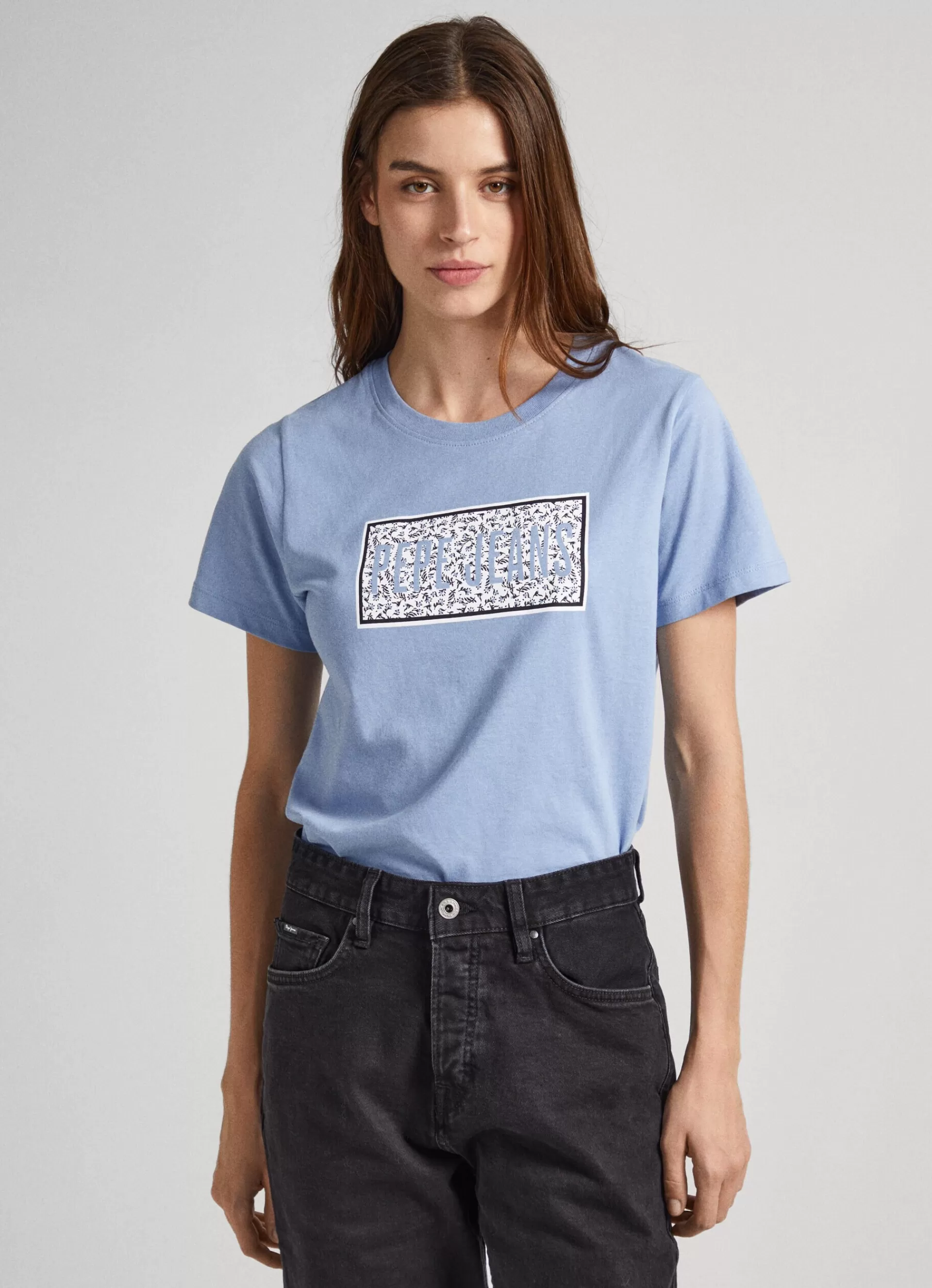 T-shirts*Women Pepe Jeans LOGO PRINT T-SHIRT Steel Blue