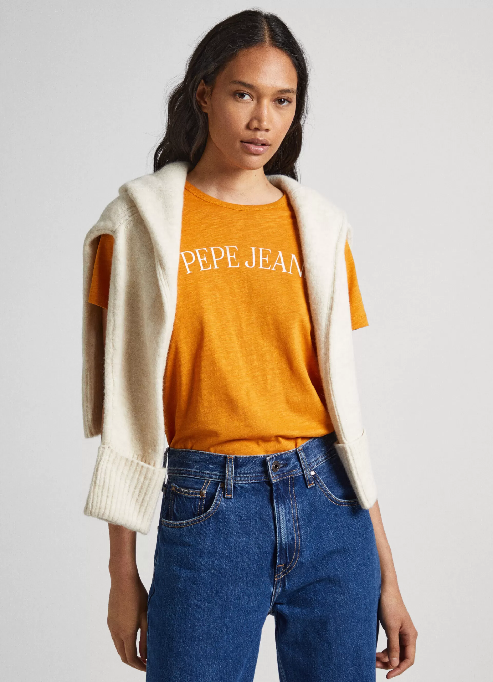 T-shirts*Women Pepe Jeans LOGO PRINT T-SHIRT Ochre Yellow