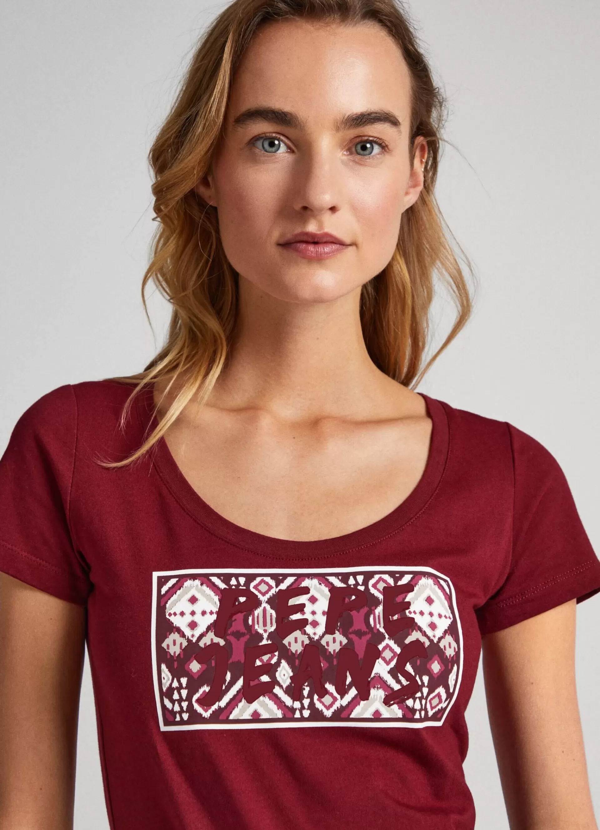 T-shirts*Women Pepe Jeans LOGO PRINT T-SHIRT Burgundy Red