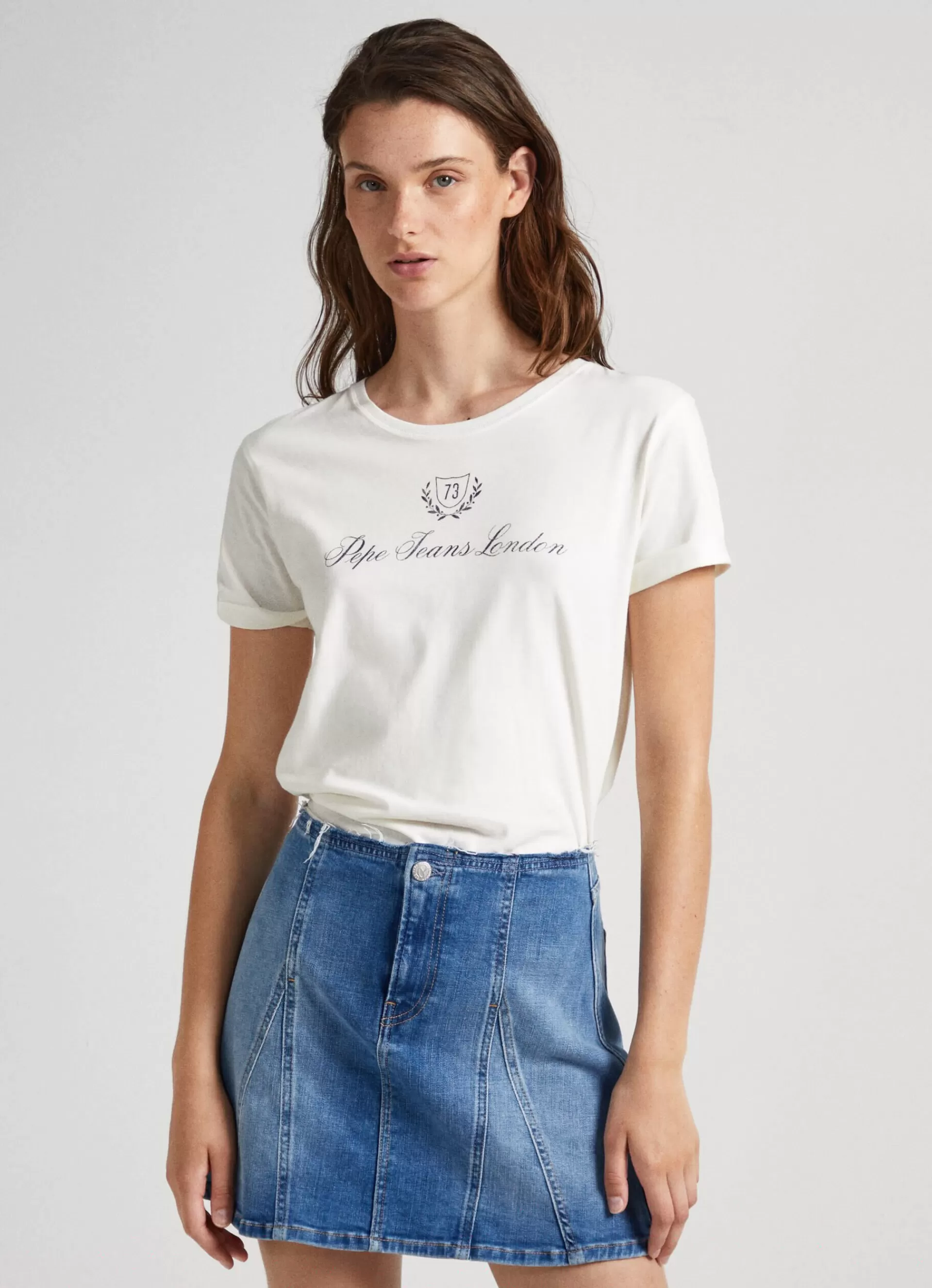 T-shirts*Women Pepe Jeans LOGO PRINT T-SHIRT Mousse White