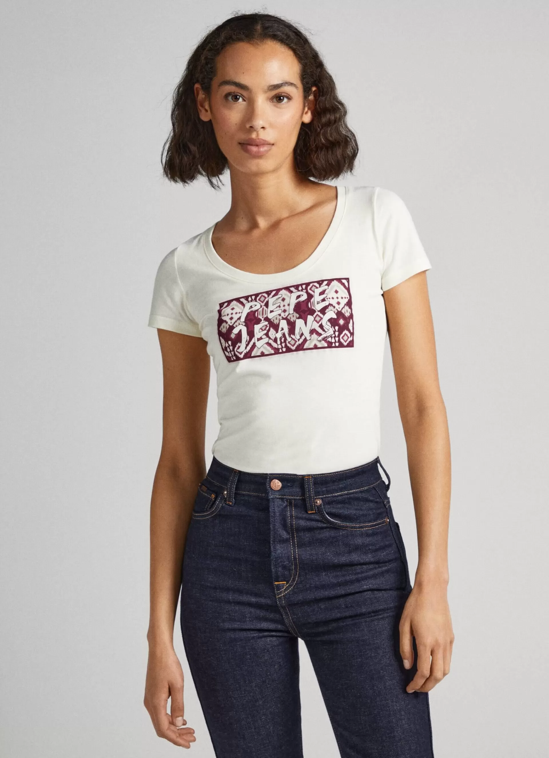 T-shirts*Women Pepe Jeans LOGO PRINT T-SHIRT Mousse White