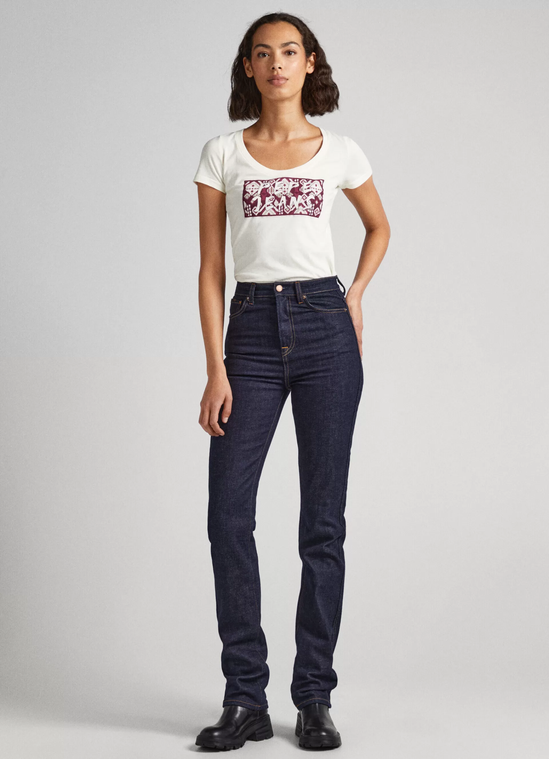 T-shirts*Women Pepe Jeans LOGO PRINT T-SHIRT Mousse White