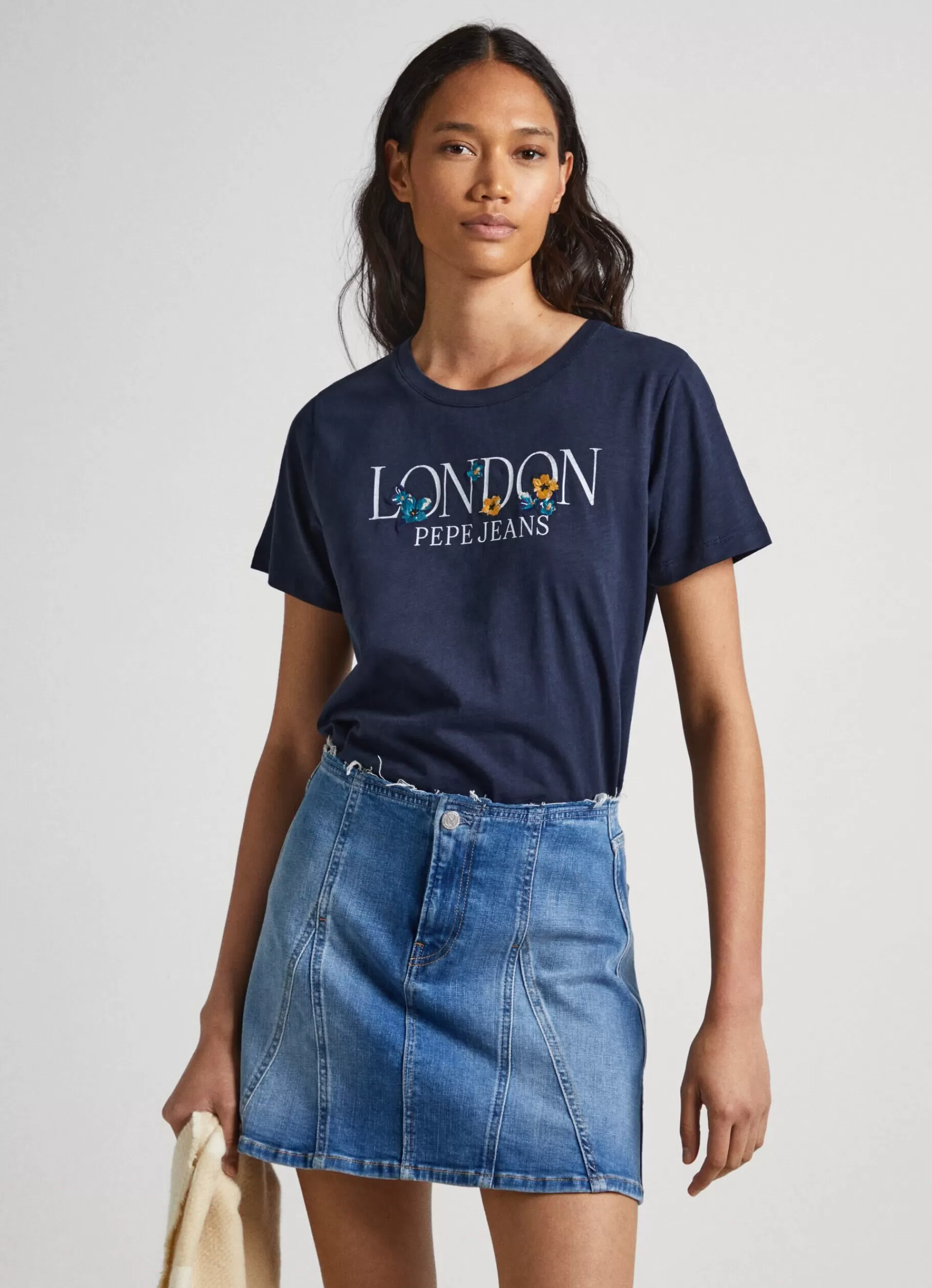 T-shirts*Women Pepe Jeans LOGO PRINT T-SHIRT Dulwich Blue