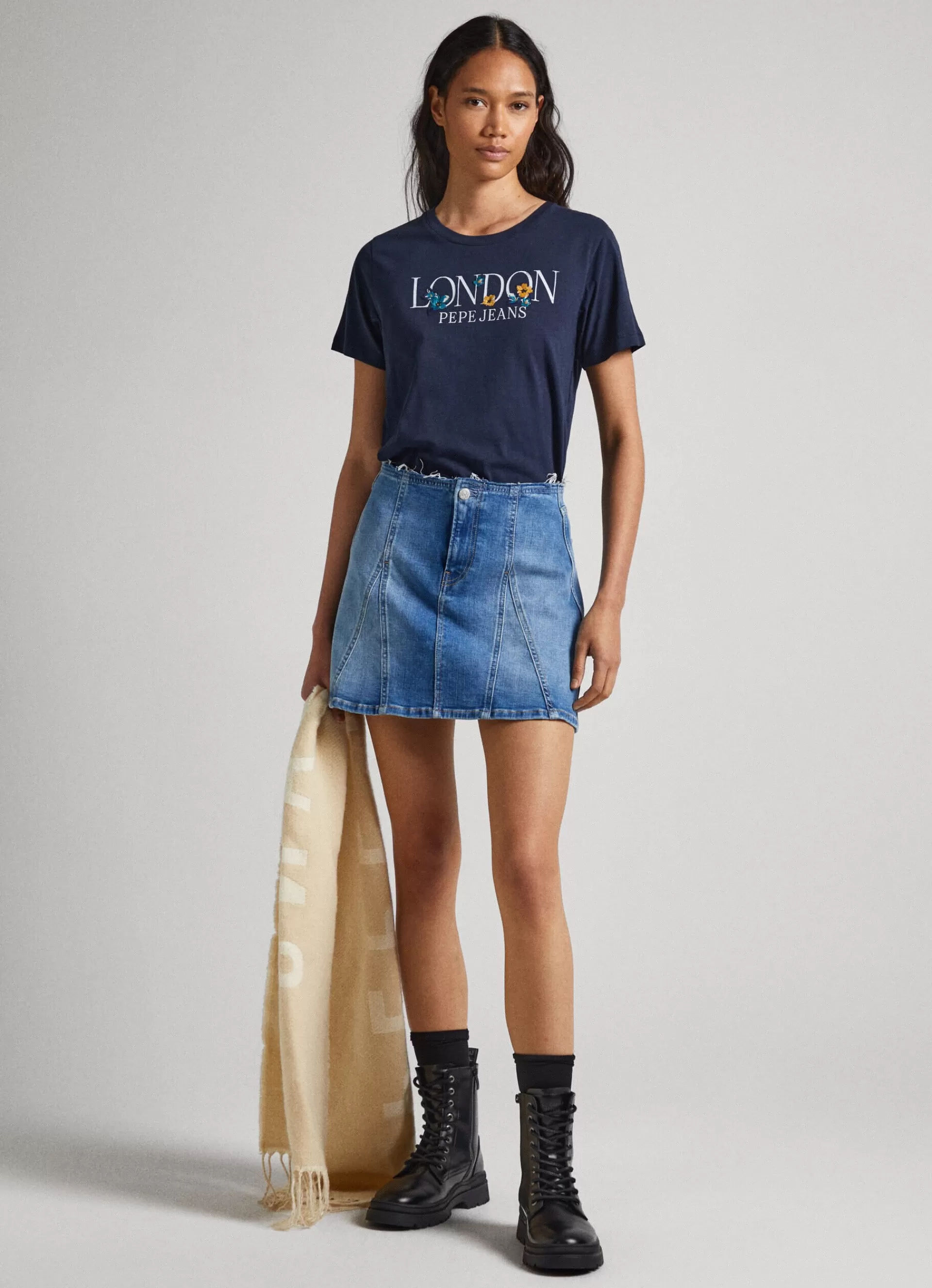 T-shirts*Women Pepe Jeans LOGO PRINT T-SHIRT Dulwich Blue