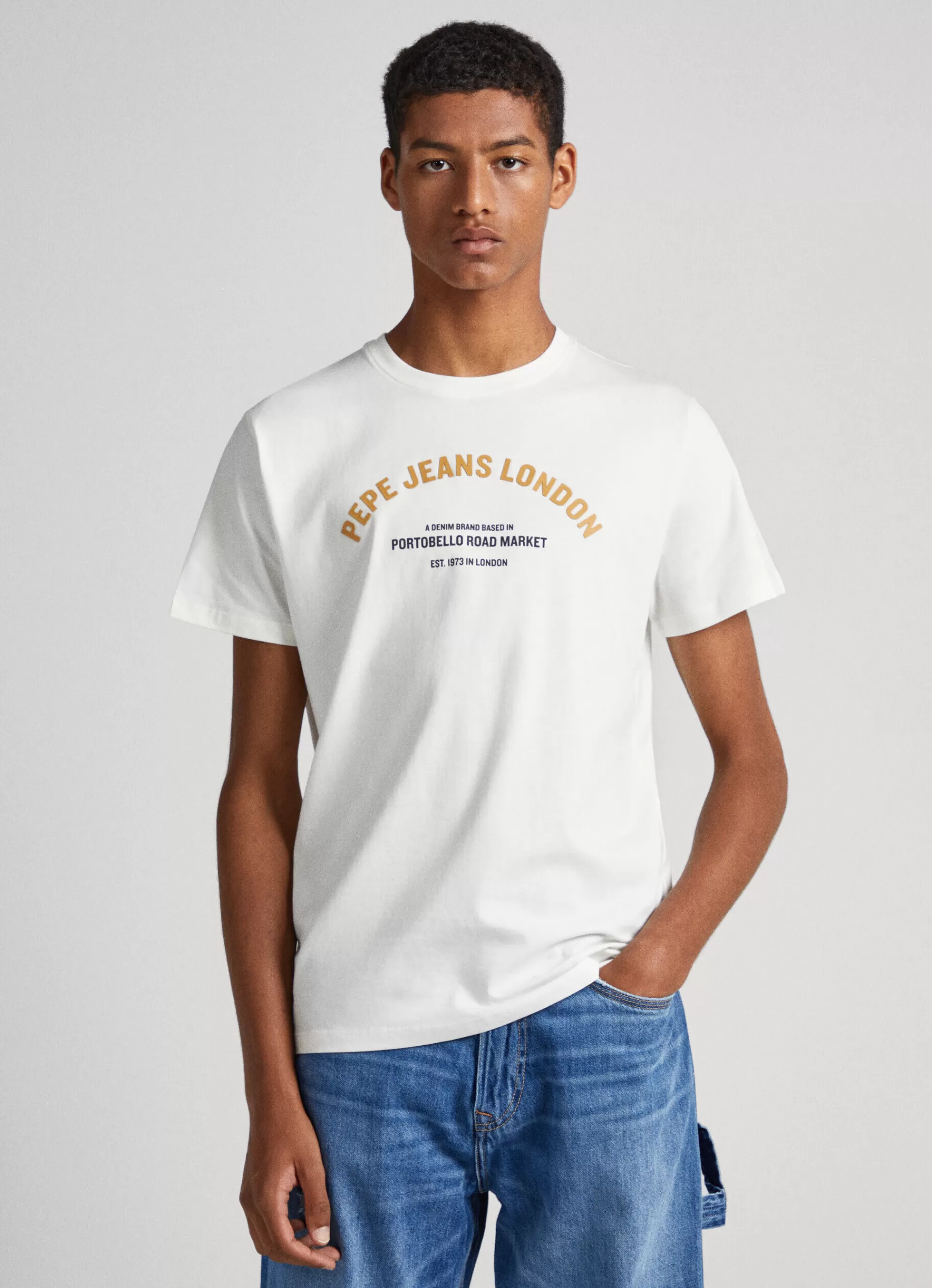 T-shirts*Men Pepe Jeans LOGO PRINTED T-SHIRT Off White