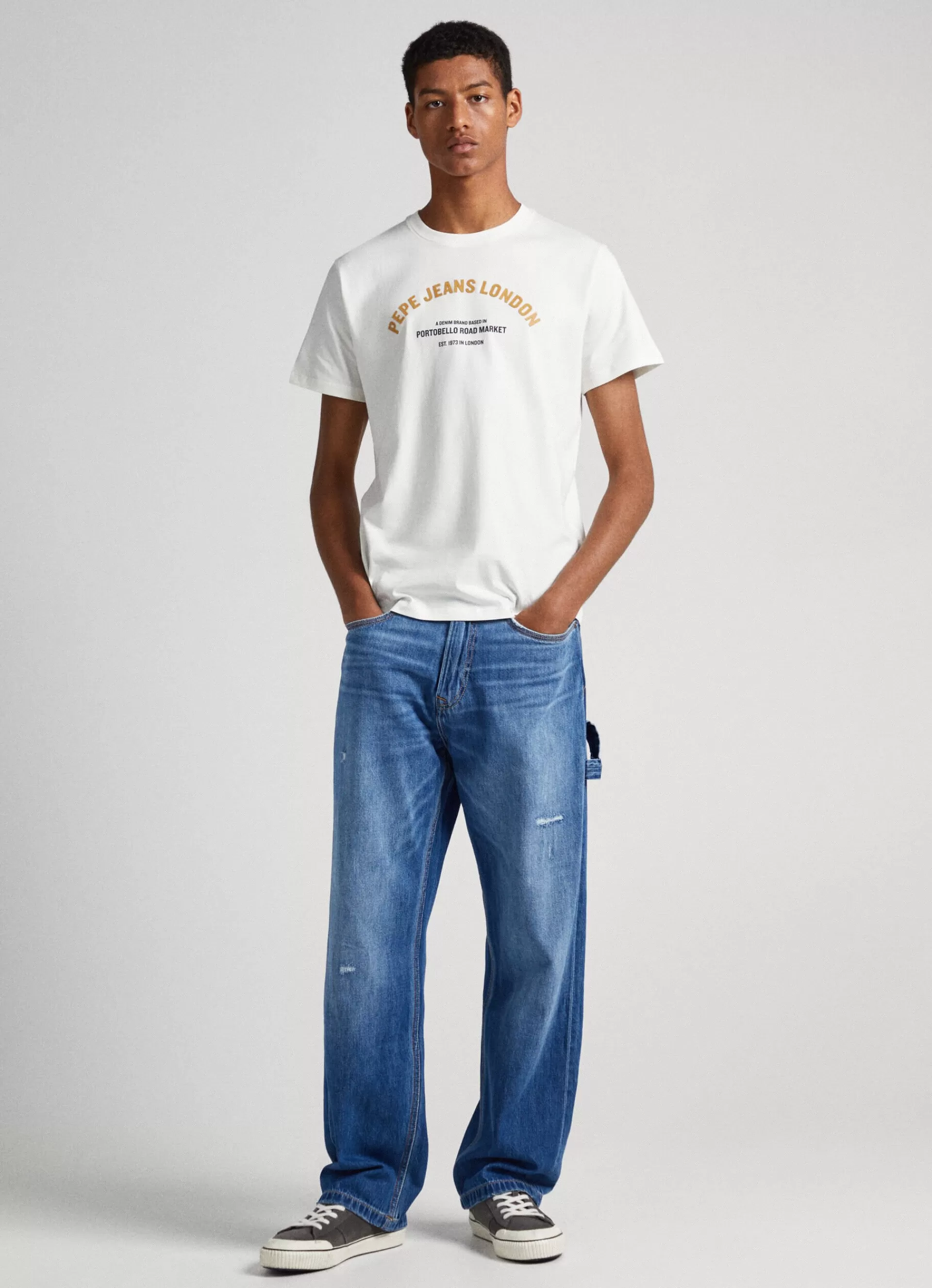 T-shirts*Men Pepe Jeans LOGO PRINTED T-SHIRT Off White