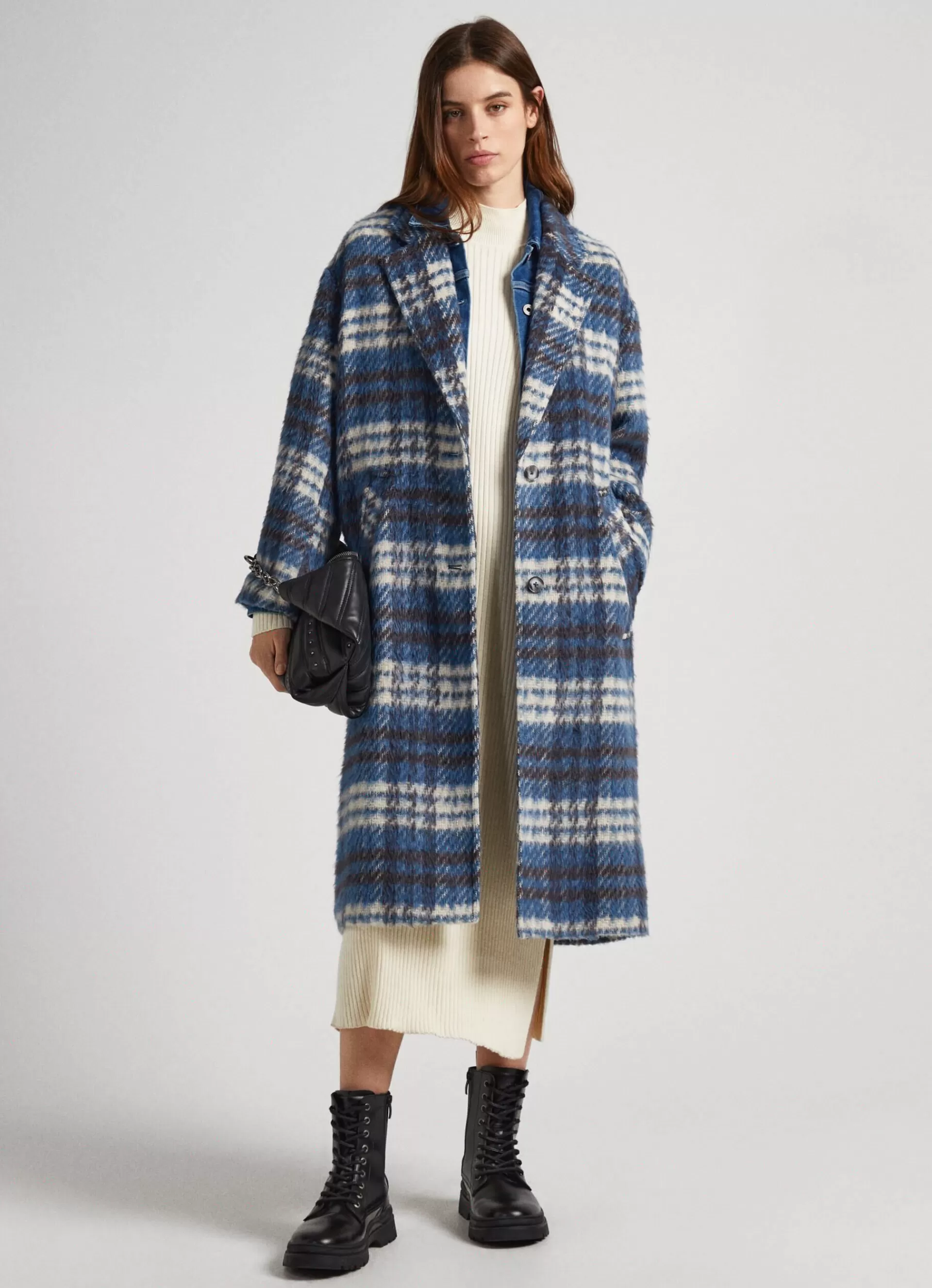 Coats & Jackets*Women Pepe Jeans LONG CHECKED WOOL COAT Multi