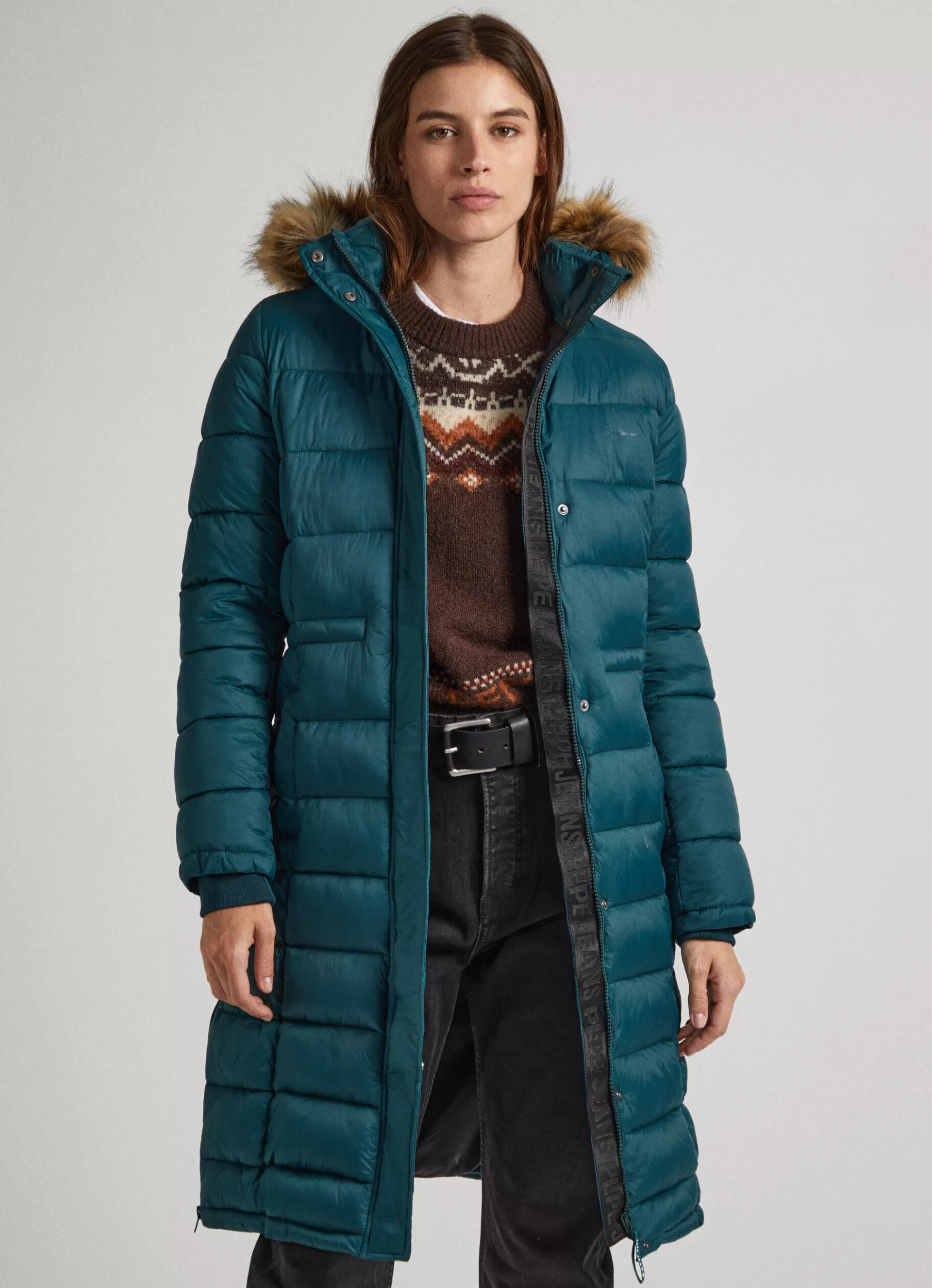 Coats & Jackets*Women Pepe Jeans LONG QUILTED PUFFER JACKET Regent Green