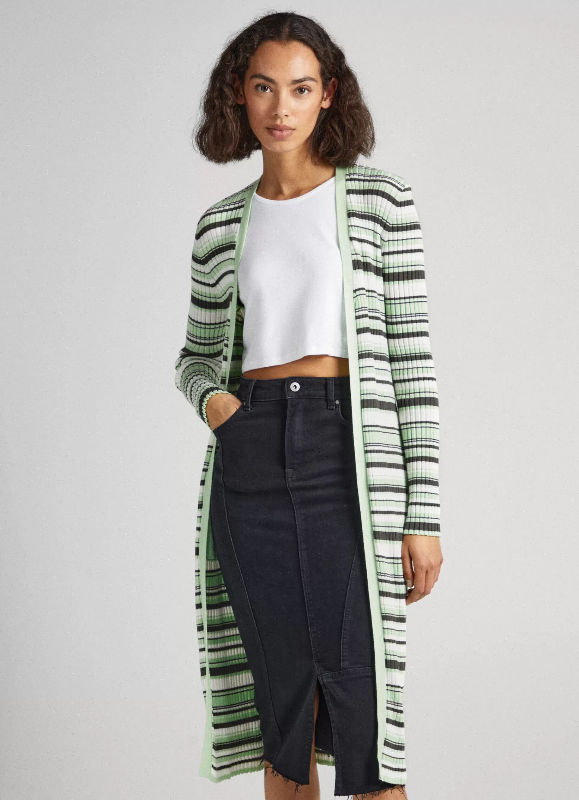 Sweaters & Cardigans | Knitwear*Women Pepe Jeans LONG STRIPE-PRINT CARDIGAN Multi