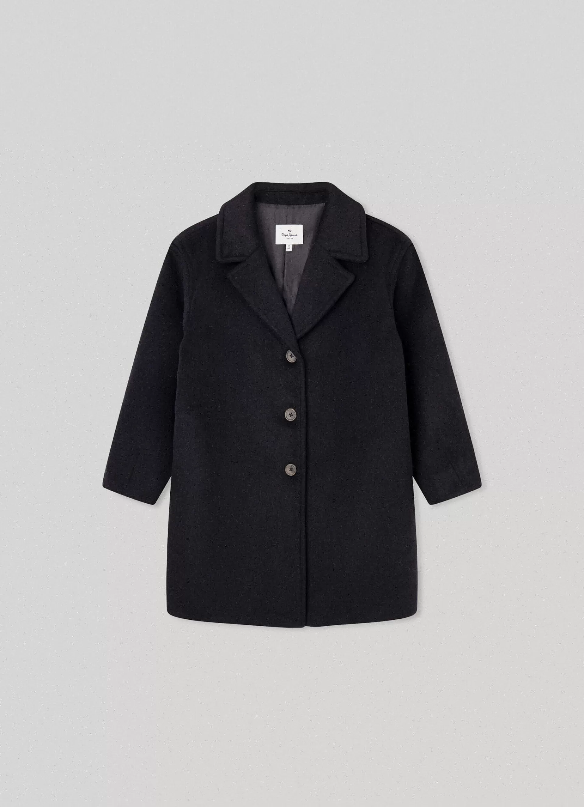 Coats & Jackets*KIDS Pepe Jeans LONG WOOL COAT Black