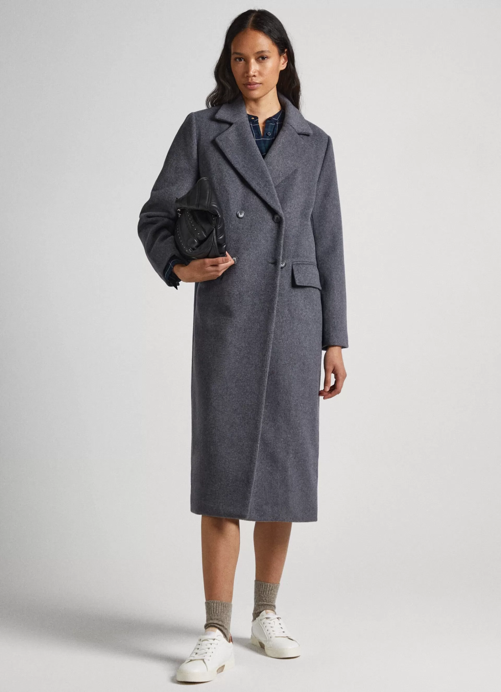 Coats & Jackets*Women Pepe Jeans LONG WOOL COAT Dark Grey