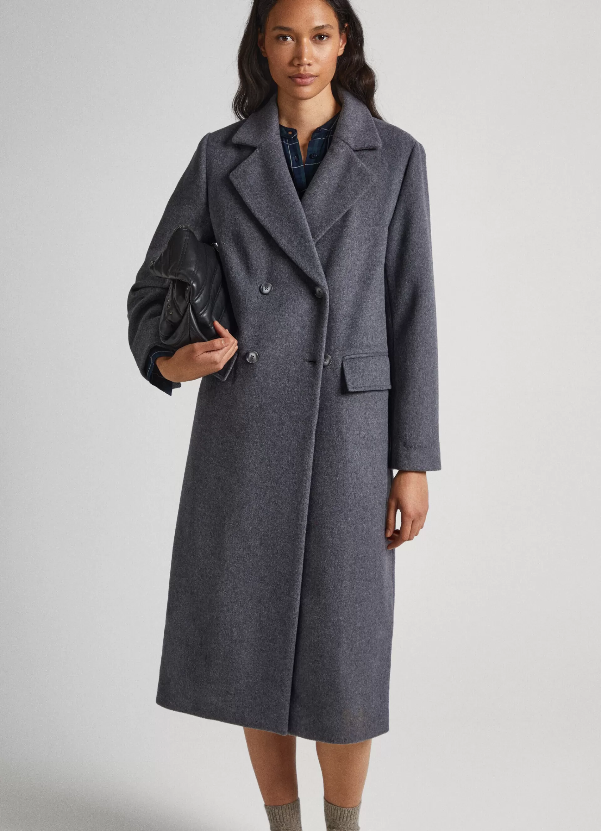 Coats & Jackets*Women Pepe Jeans LONG WOOL COAT Dark Grey