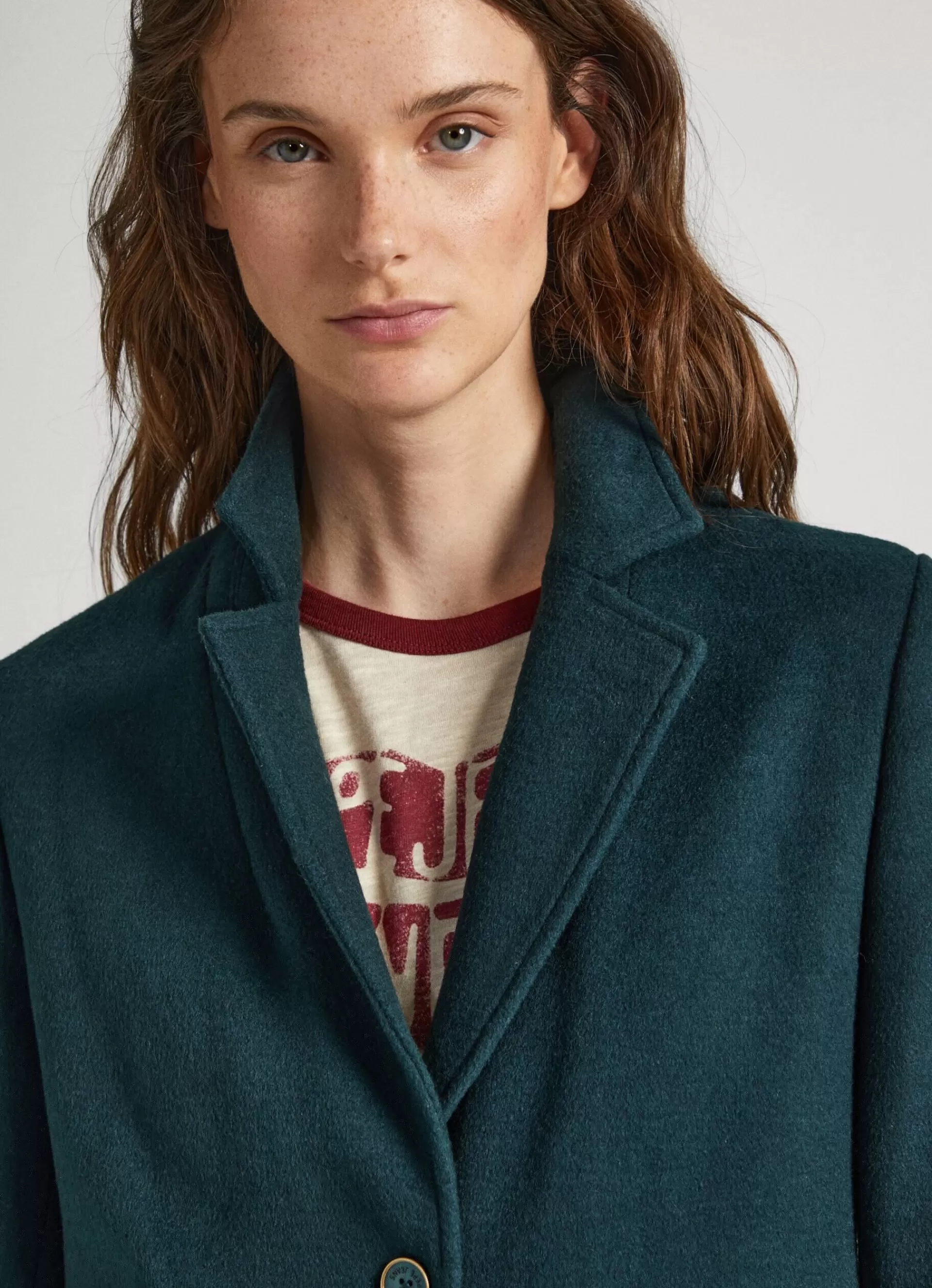 Coats & Jackets*Women Pepe Jeans LONG WOOL COAT Regent Green