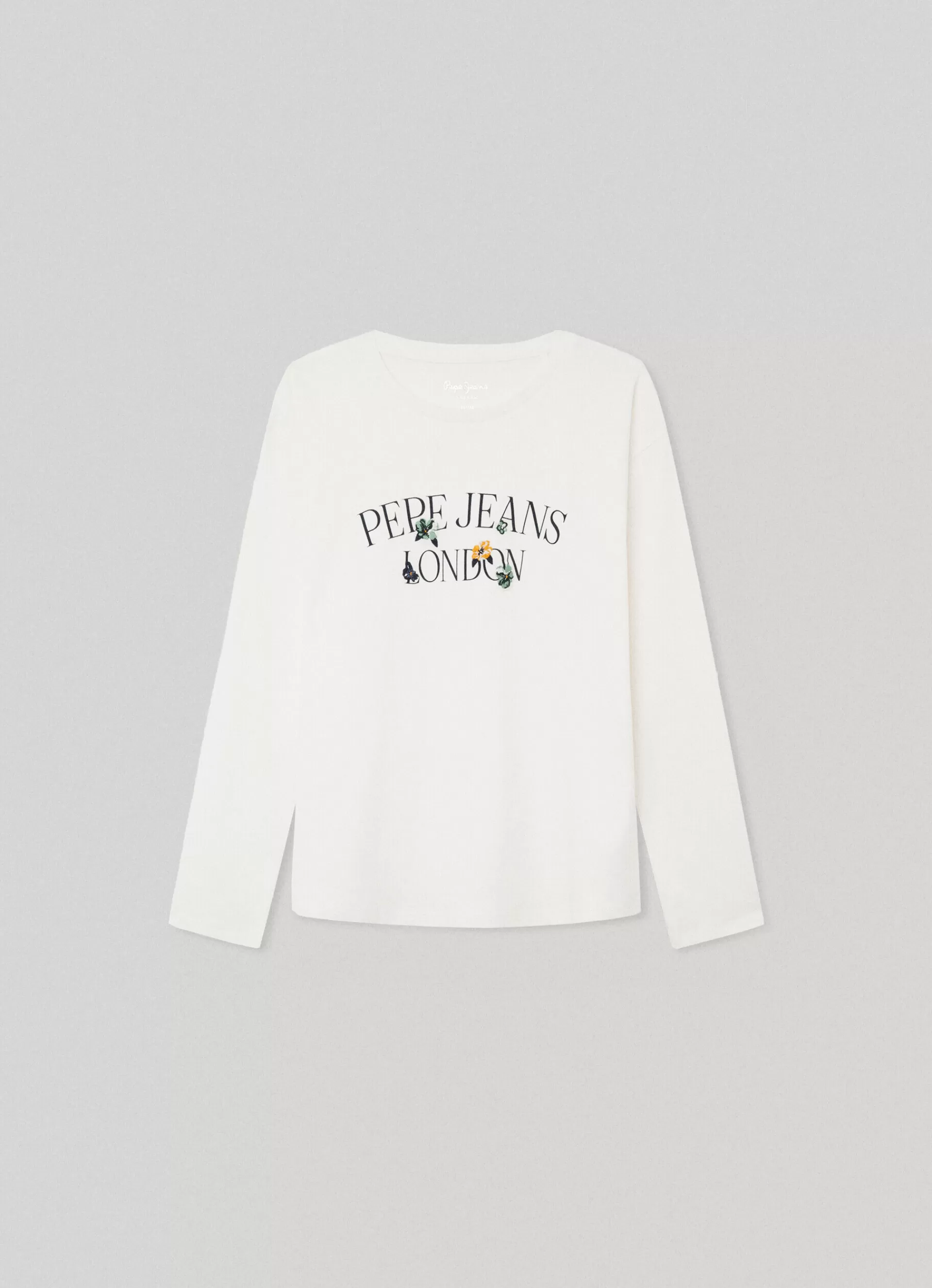 Shirts & T-shirts*KIDS Pepe Jeans LONG-SLEEVE LOGO PRINT T-SHIRT Mousse White