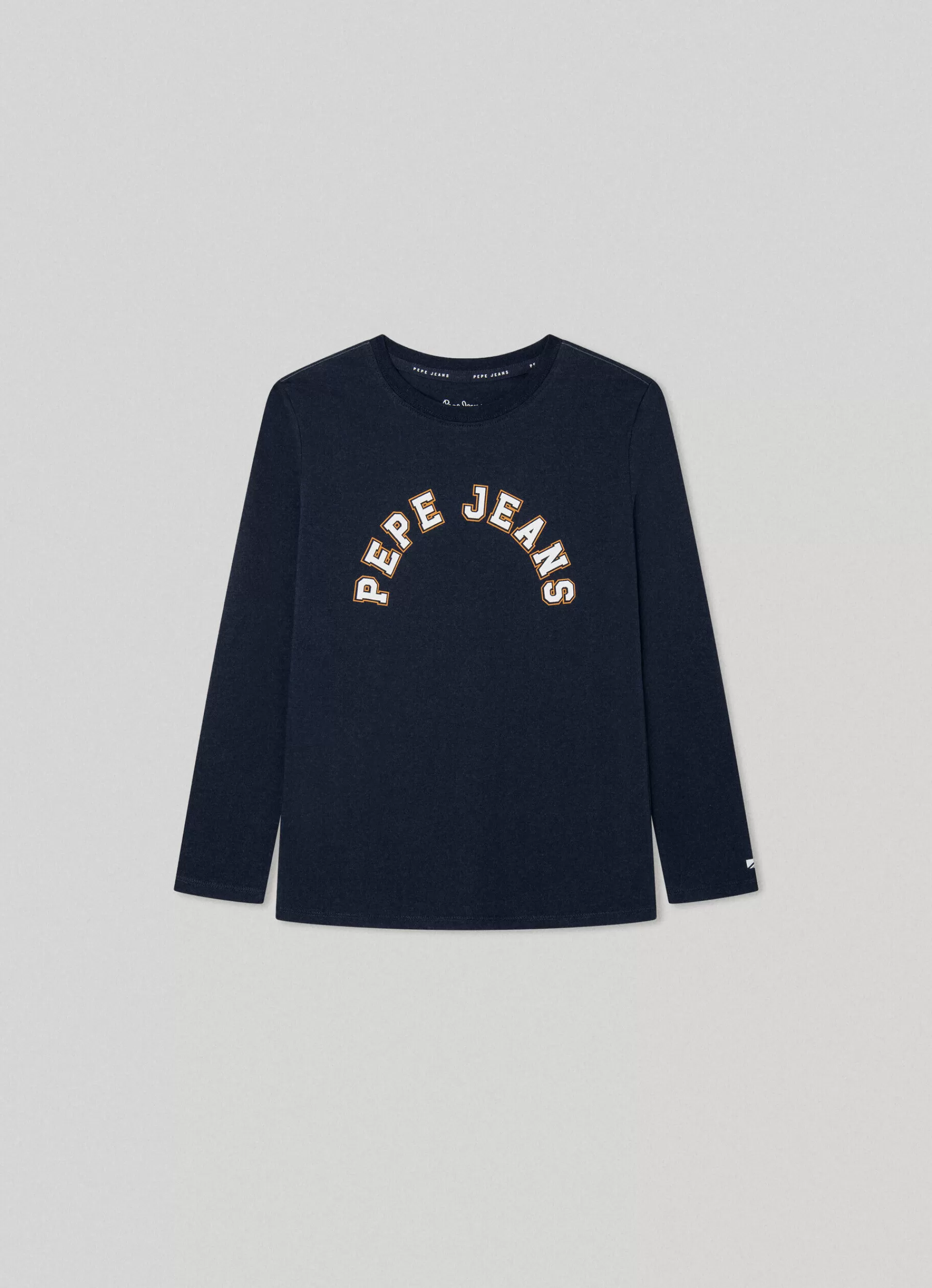 T-shirts*KIDS Pepe Jeans LONG-SLEEVED LOGO PRINT T-SHIRT Dulwich Blue