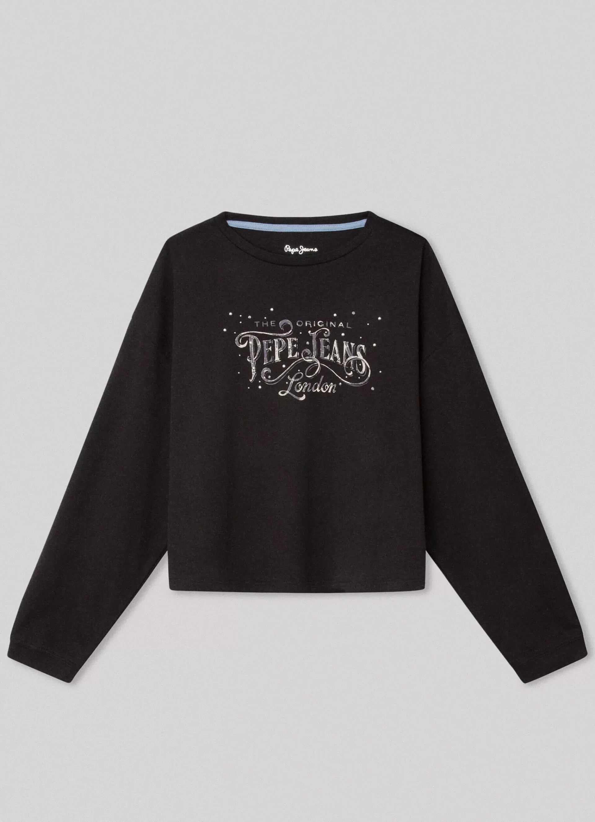 Shirts & T-shirts*KIDS Pepe Jeans LONG-SLEEVED STRASS DETAIL T-SHIRT Black