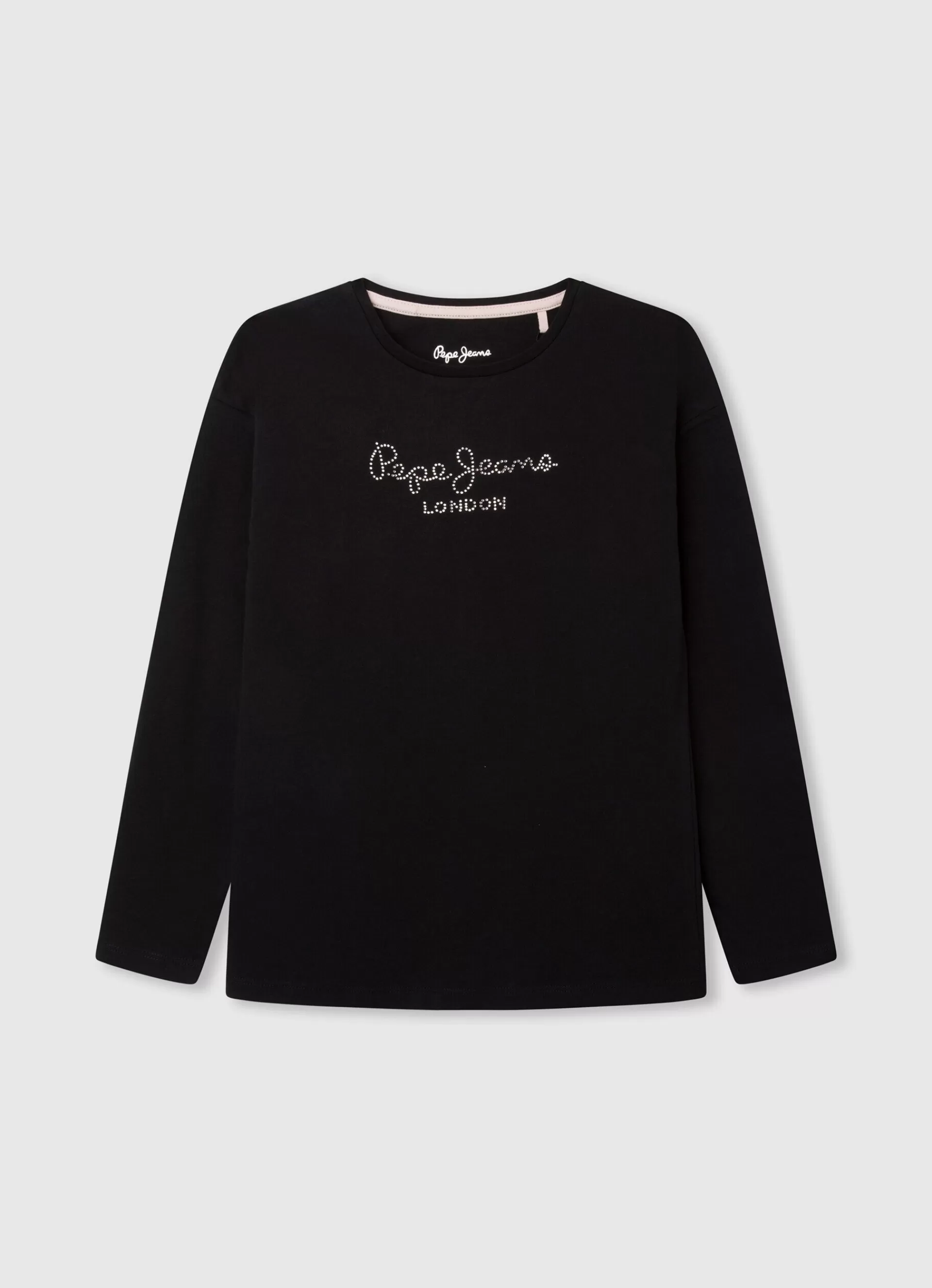 Shirts & T-shirts*KIDS Pepe Jeans LONG-SLEEVED STRASS LOGO T-SHIRT Black