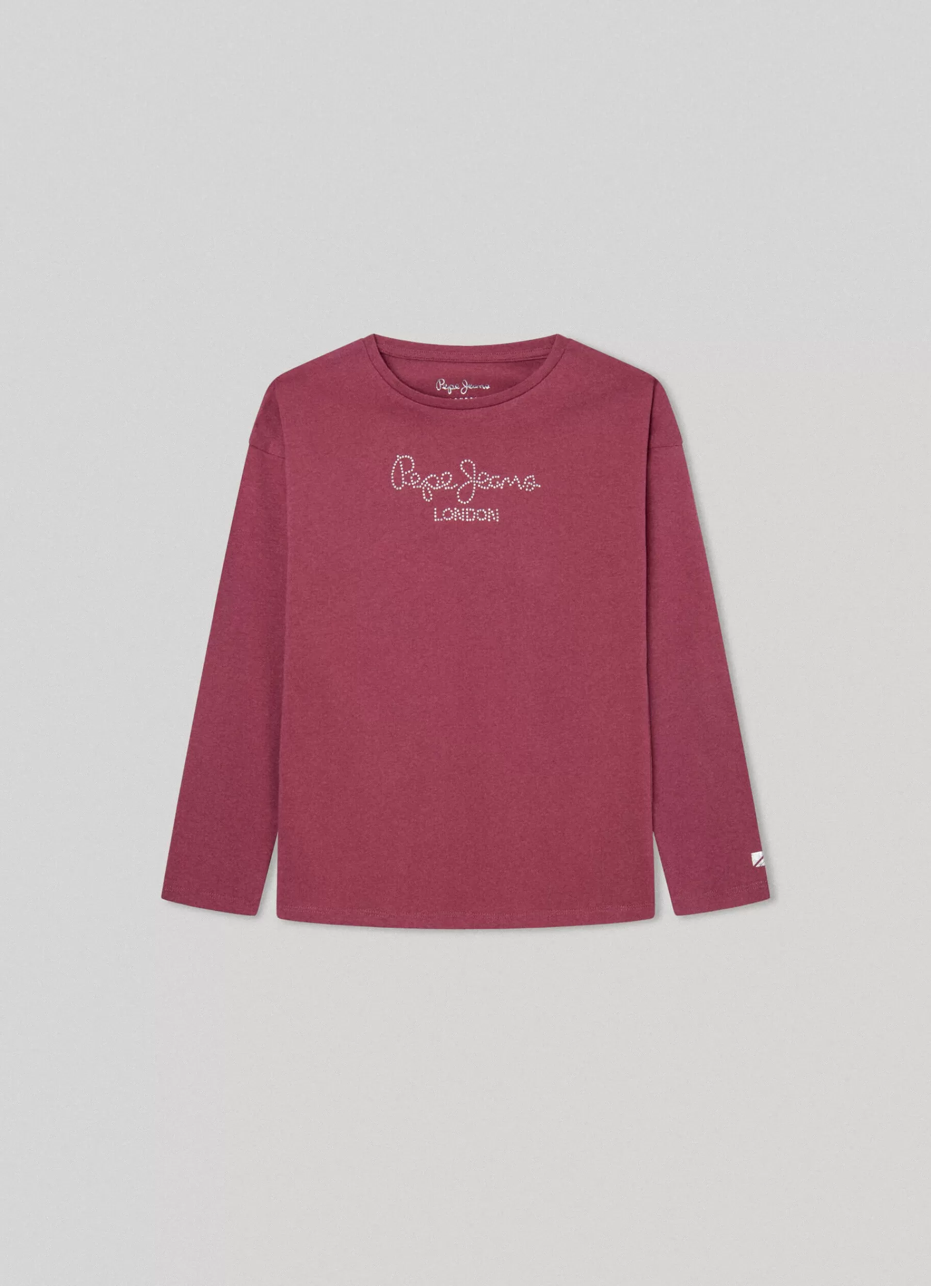 Shirts & T-shirts*KIDS Pepe Jeans LONG-SLEEVED STRASS LOGO T-SHIRT Crushed Berry Red