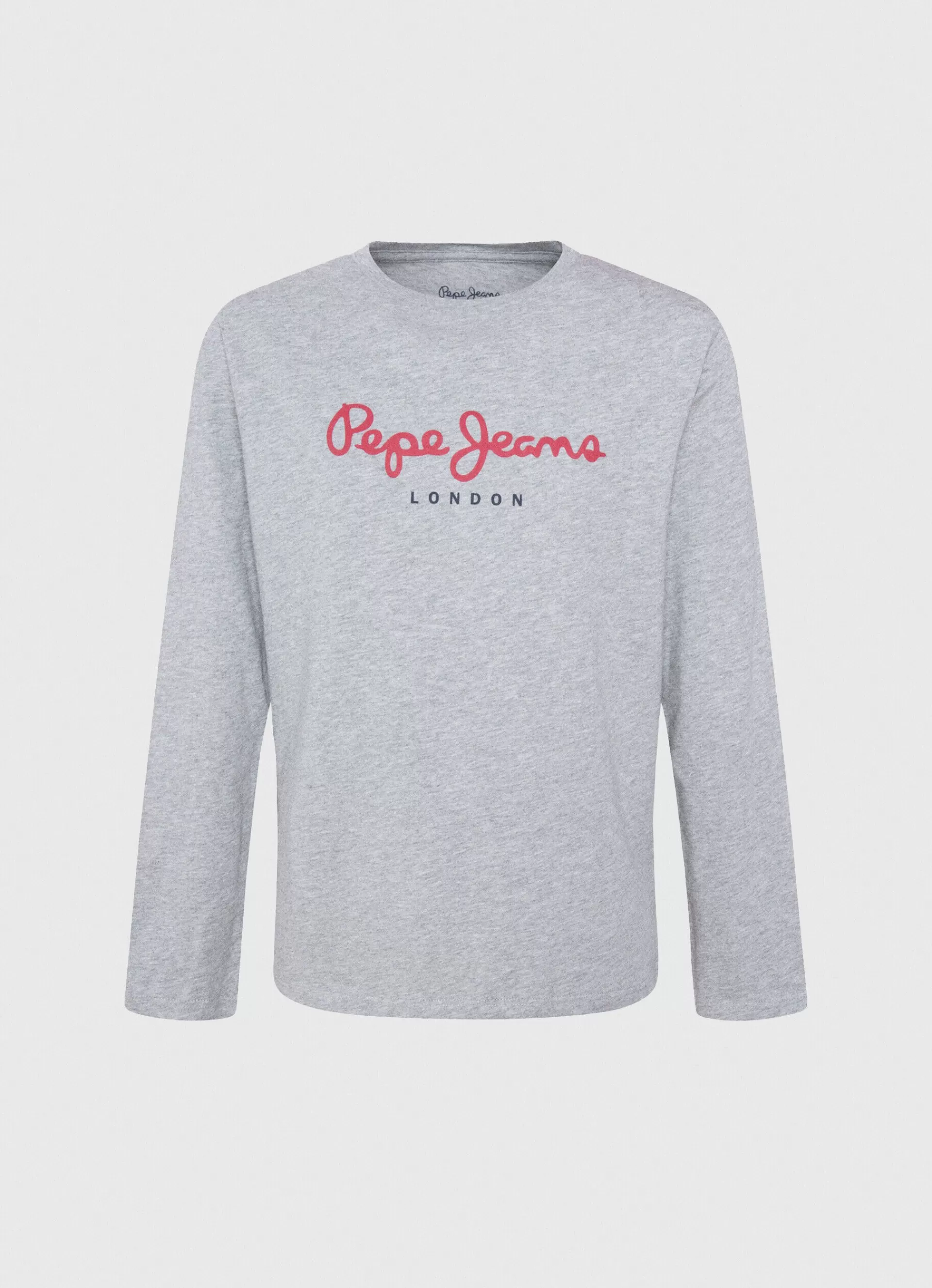 T-shirts*KIDS Pepe Jeans LONG-SLEEVED T-SHIRT PRINTED LOGO Marl Grey