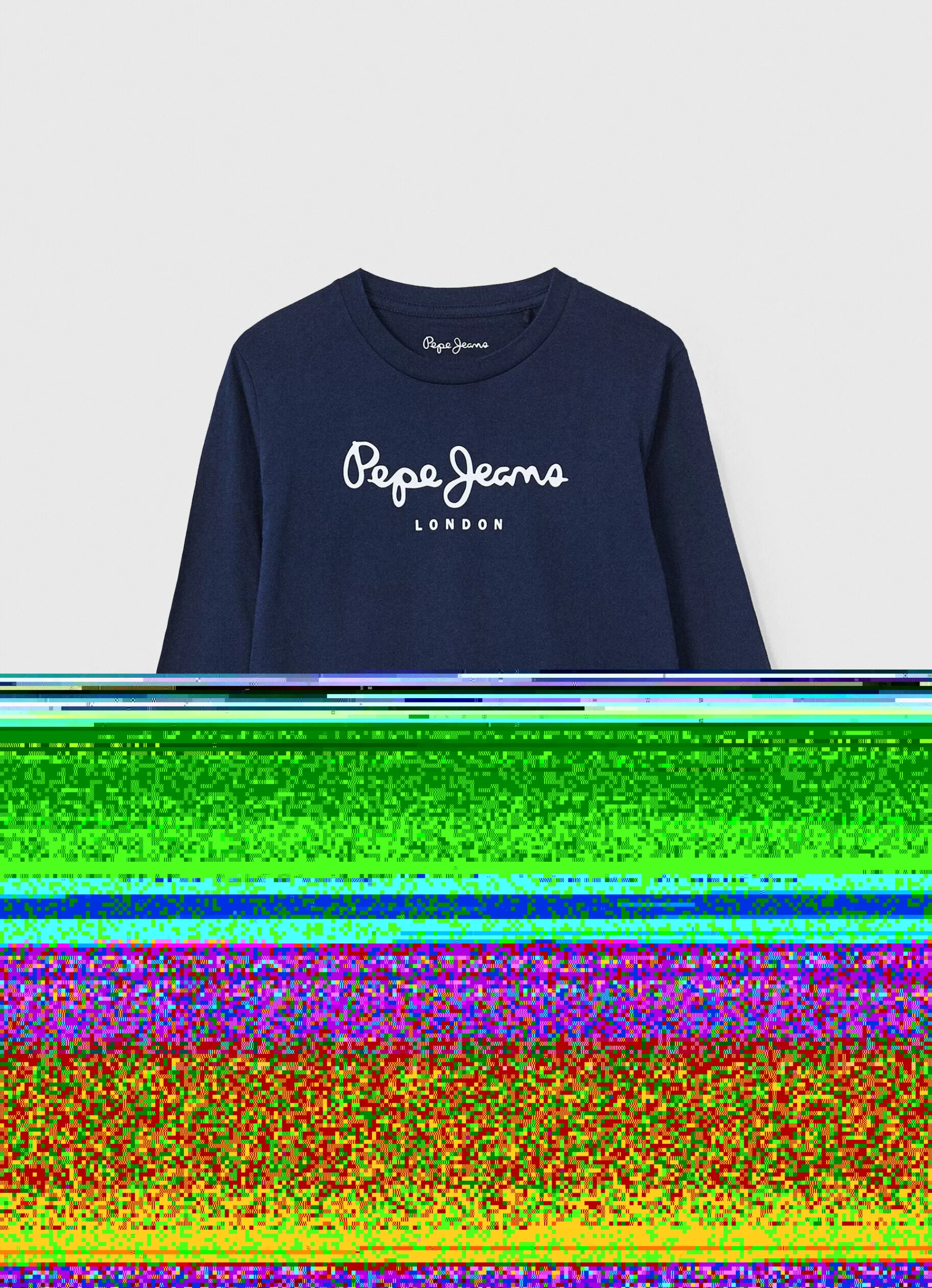 T-shirts*KIDS Pepe Jeans LONG-SLEEVED T-SHIRT PRINTED LOGO Navy