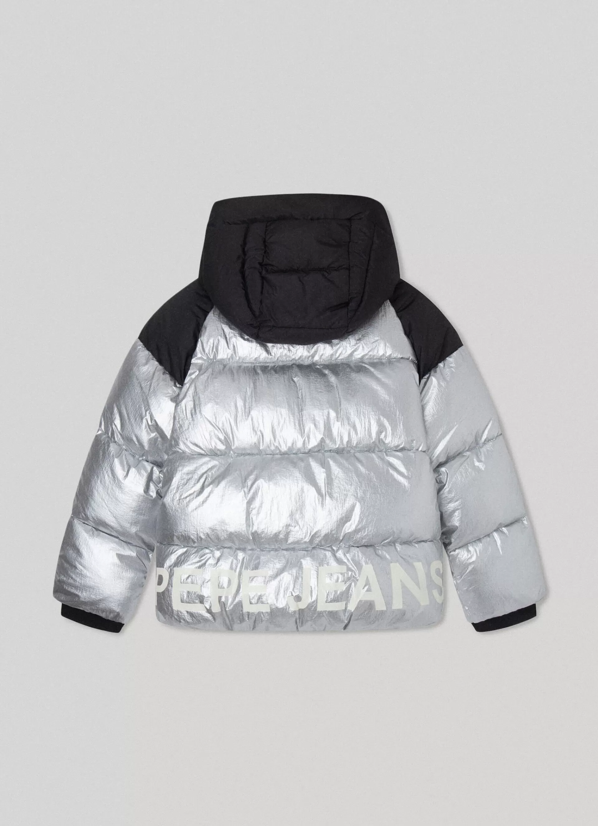 Coats & Jackets*KIDS Pepe Jeans METALLIC PUFFER JACKET WITH HOOD Silver