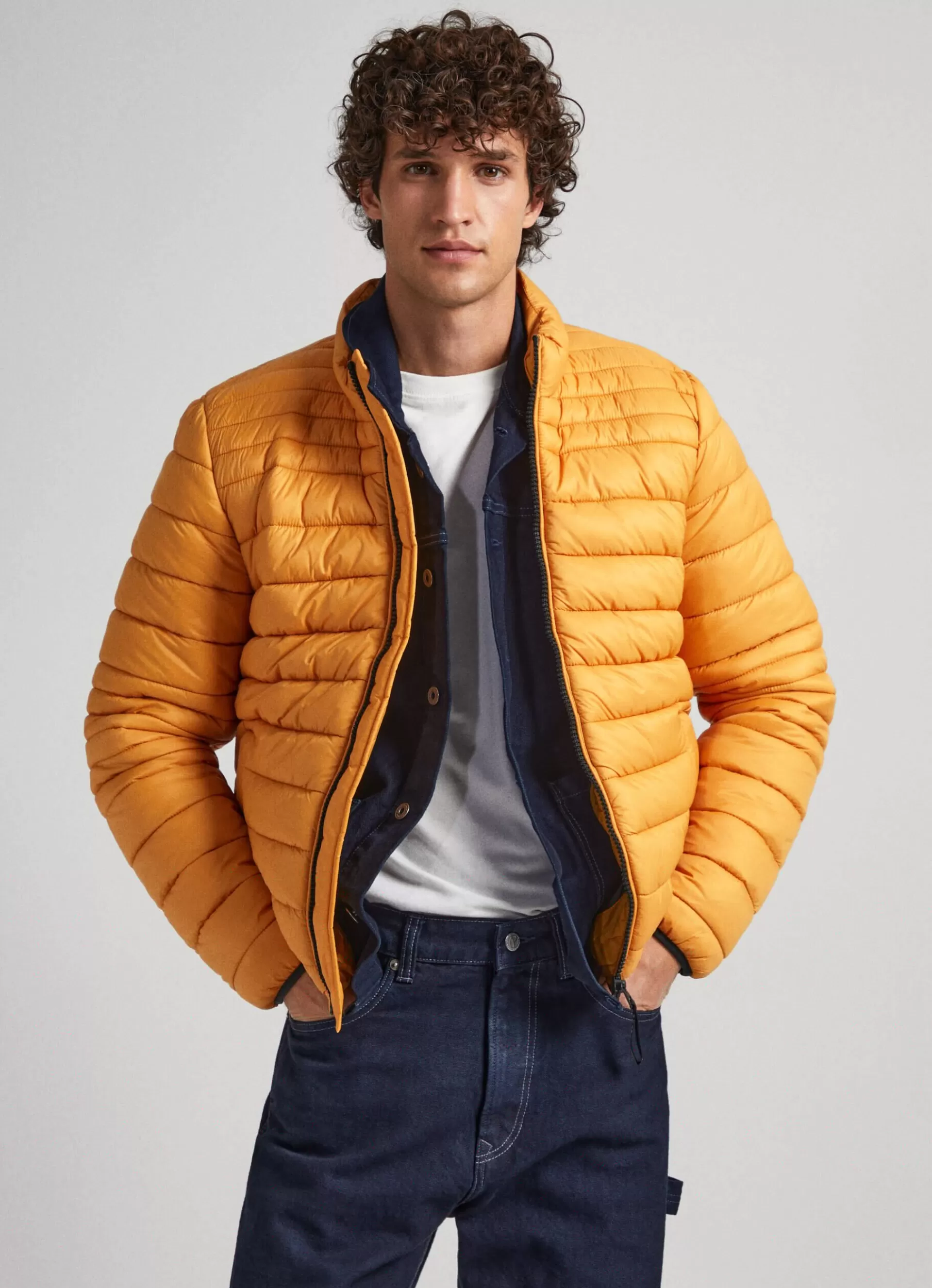 Coats & Jackets*Men Pepe Jeans NYLON PUFFER JACKET Ochre Yellow