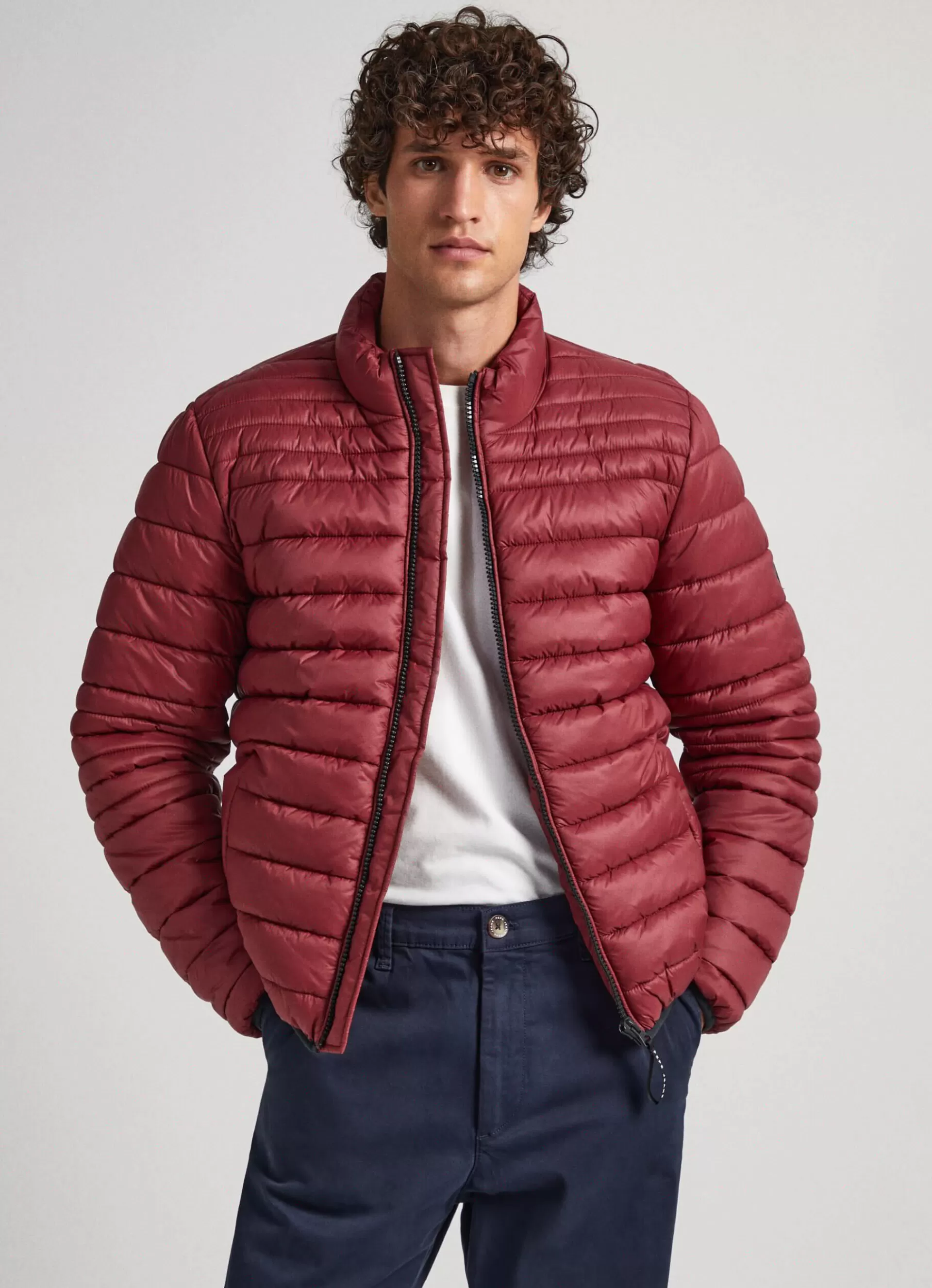 Coats & Jackets*Men Pepe Jeans NYLON PUFFER JACKET Burgundy Red