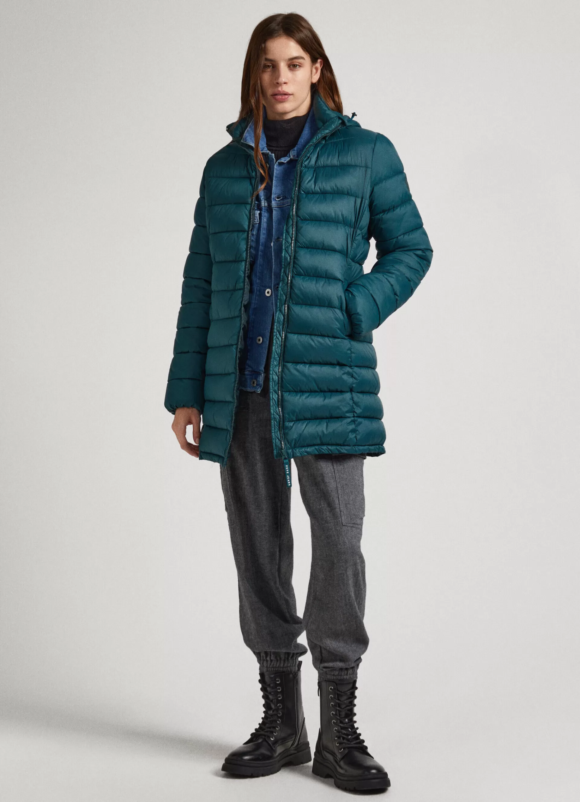 Coats & Jackets*Women Pepe Jeans NYLON PUFFER JACKET Regent Green