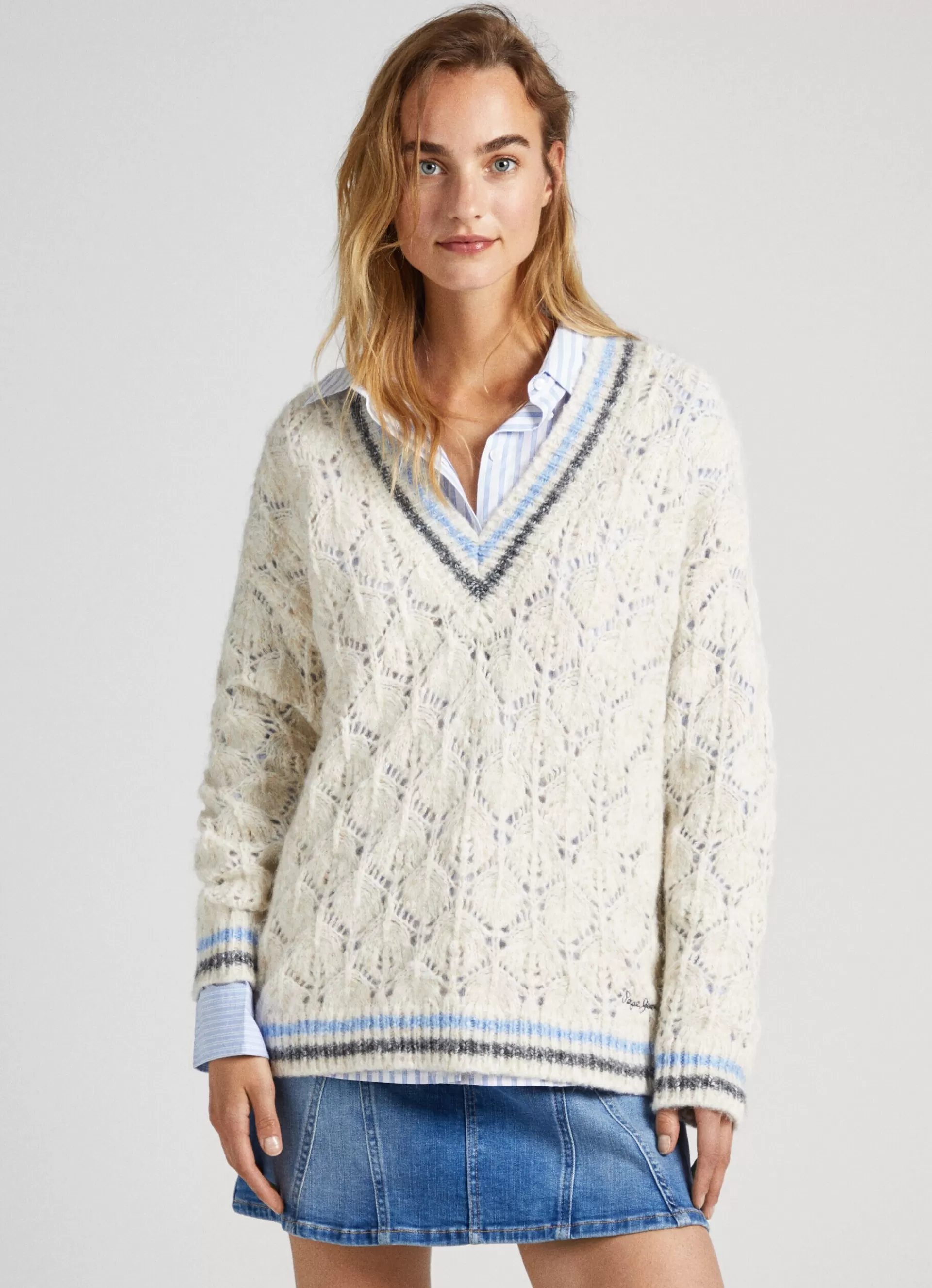 Sweaters & Cardigans | Knitwear*Women Pepe Jeans OPENWORK DETAIL JUMPER Ivory White