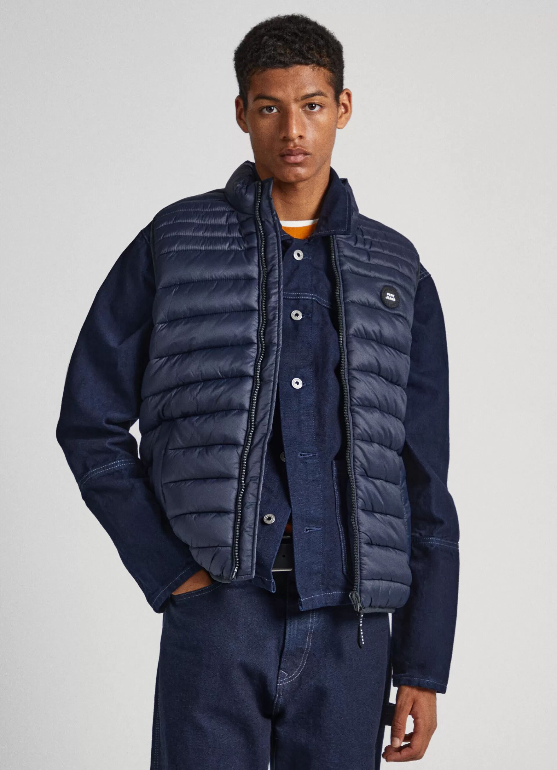 Coats & Jackets*Men Pepe Jeans PADDED VEST Dulwich Blue