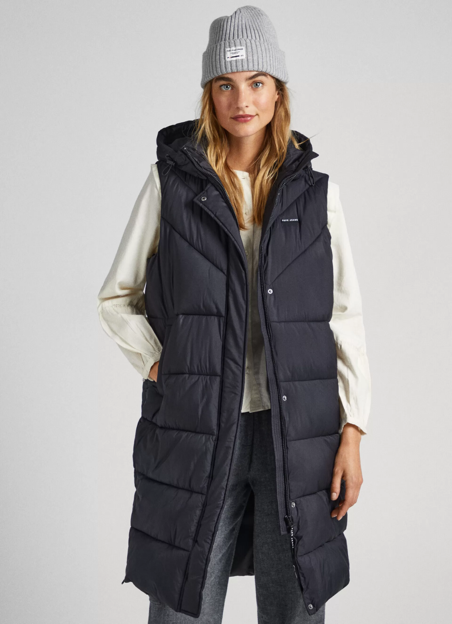 Coats & Jackets*Women Pepe Jeans PADDED VEST W/ HOOD Black