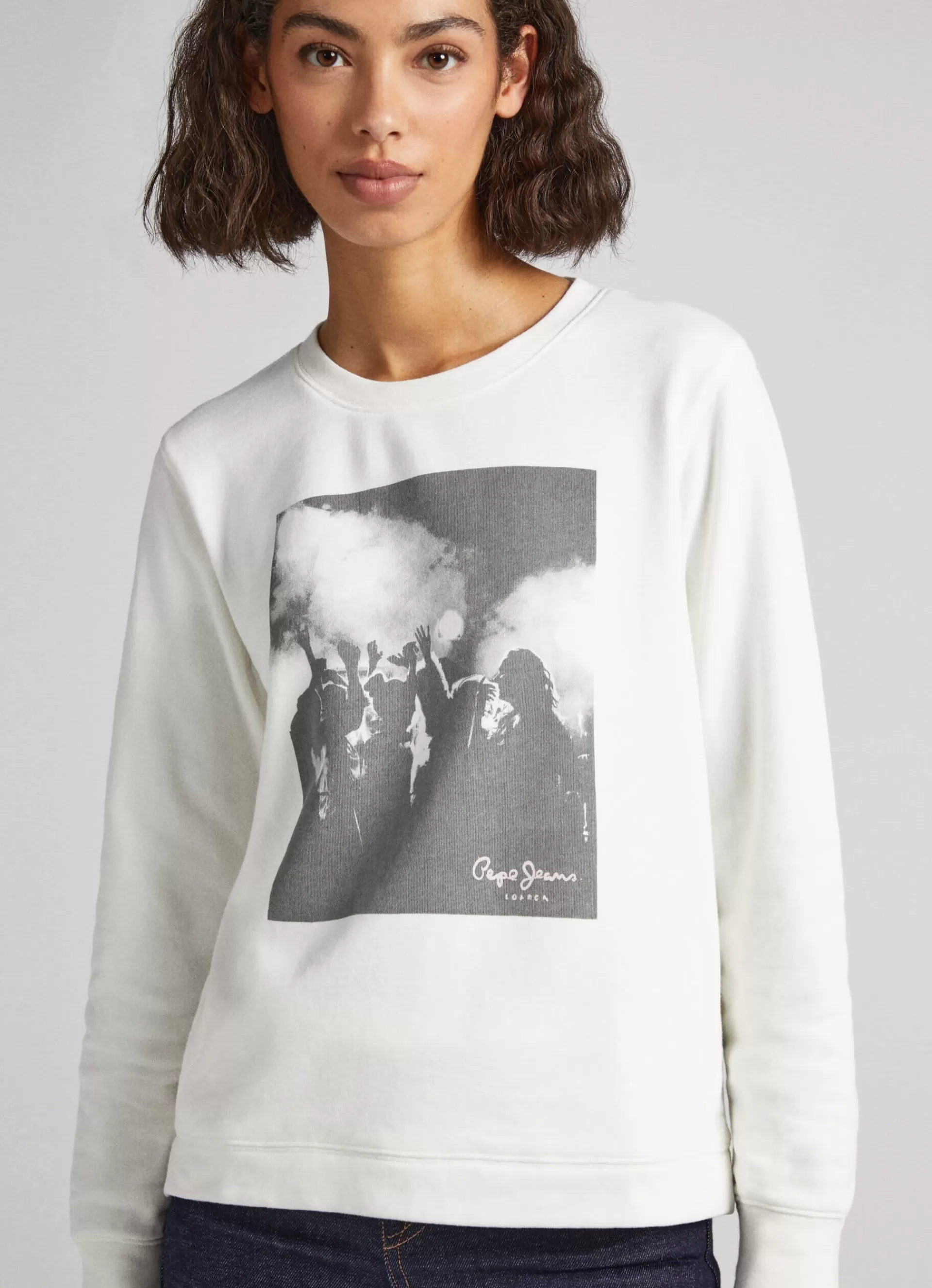 Sweatshirts & Hoodies*Women Pepe Jeans PHOTO PRINT SWEATSHIRT Mousse White