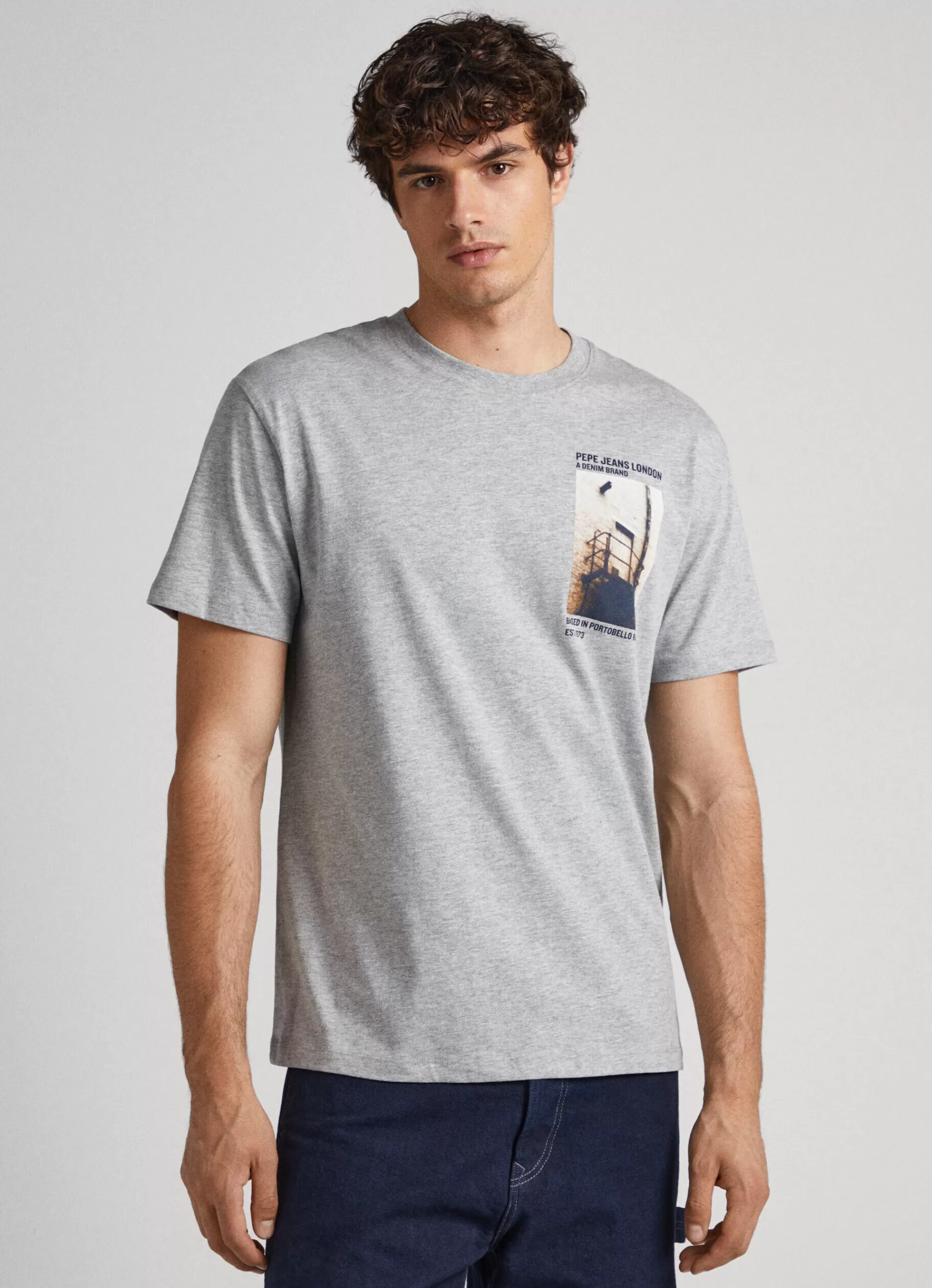 T-shirts*Men Pepe Jeans PHOTO PRINT T-SHIRT Marl Grey