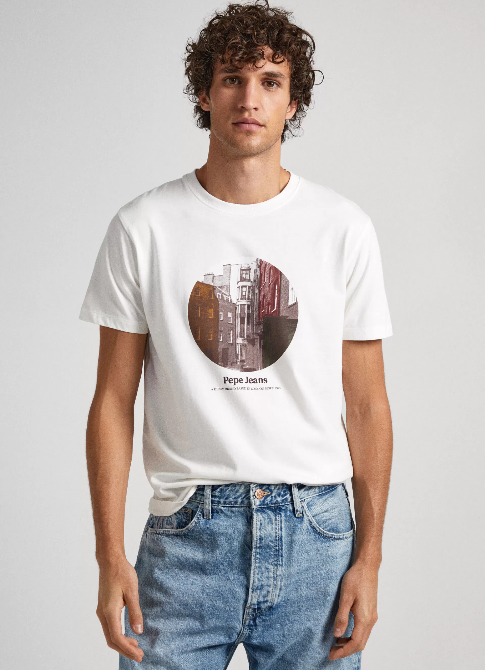 T-shirts*Men Pepe Jeans PHOTO PRINT T-SHIRT Off White