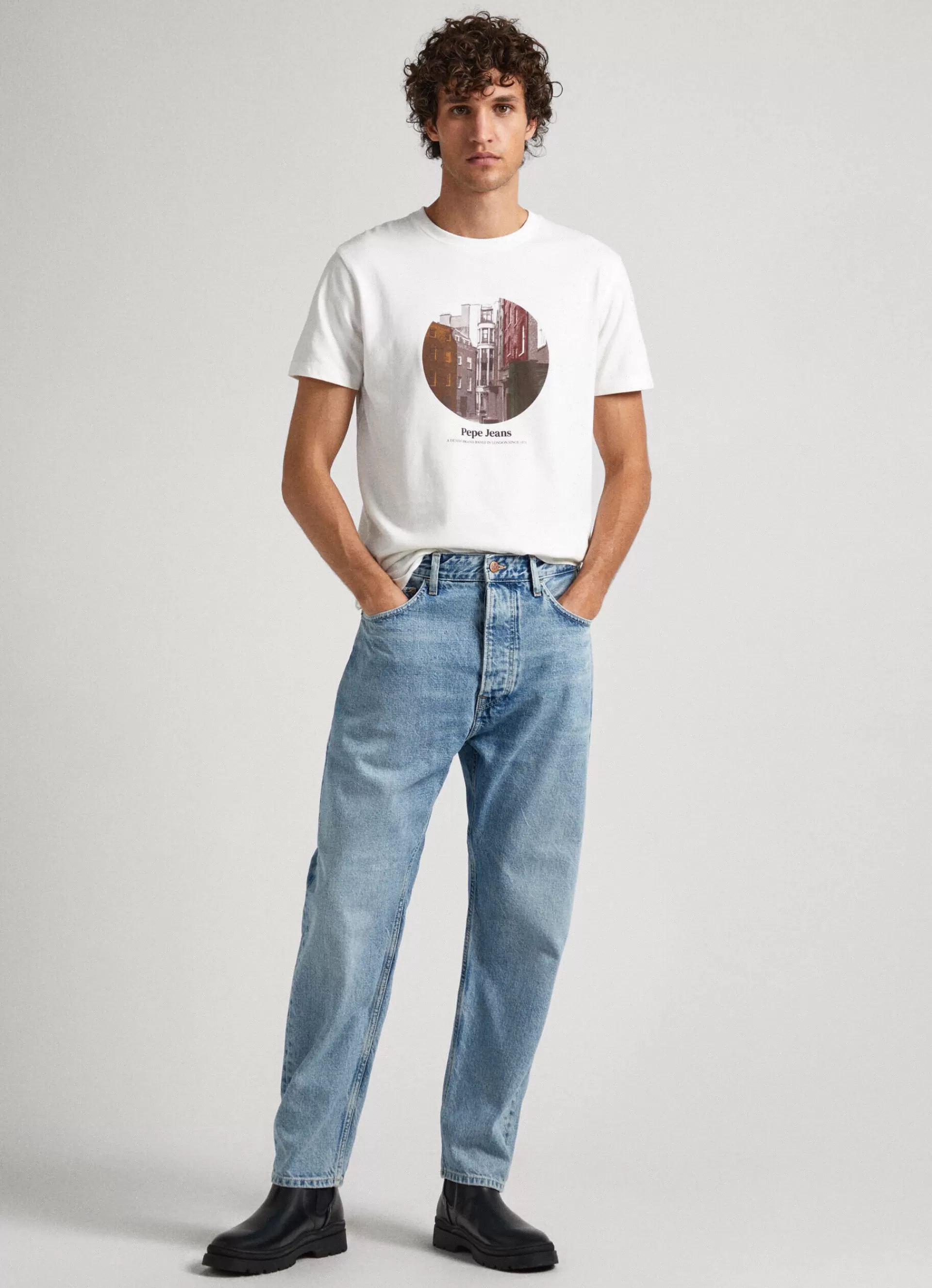 T-shirts*Men Pepe Jeans PHOTO PRINT T-SHIRT Off White