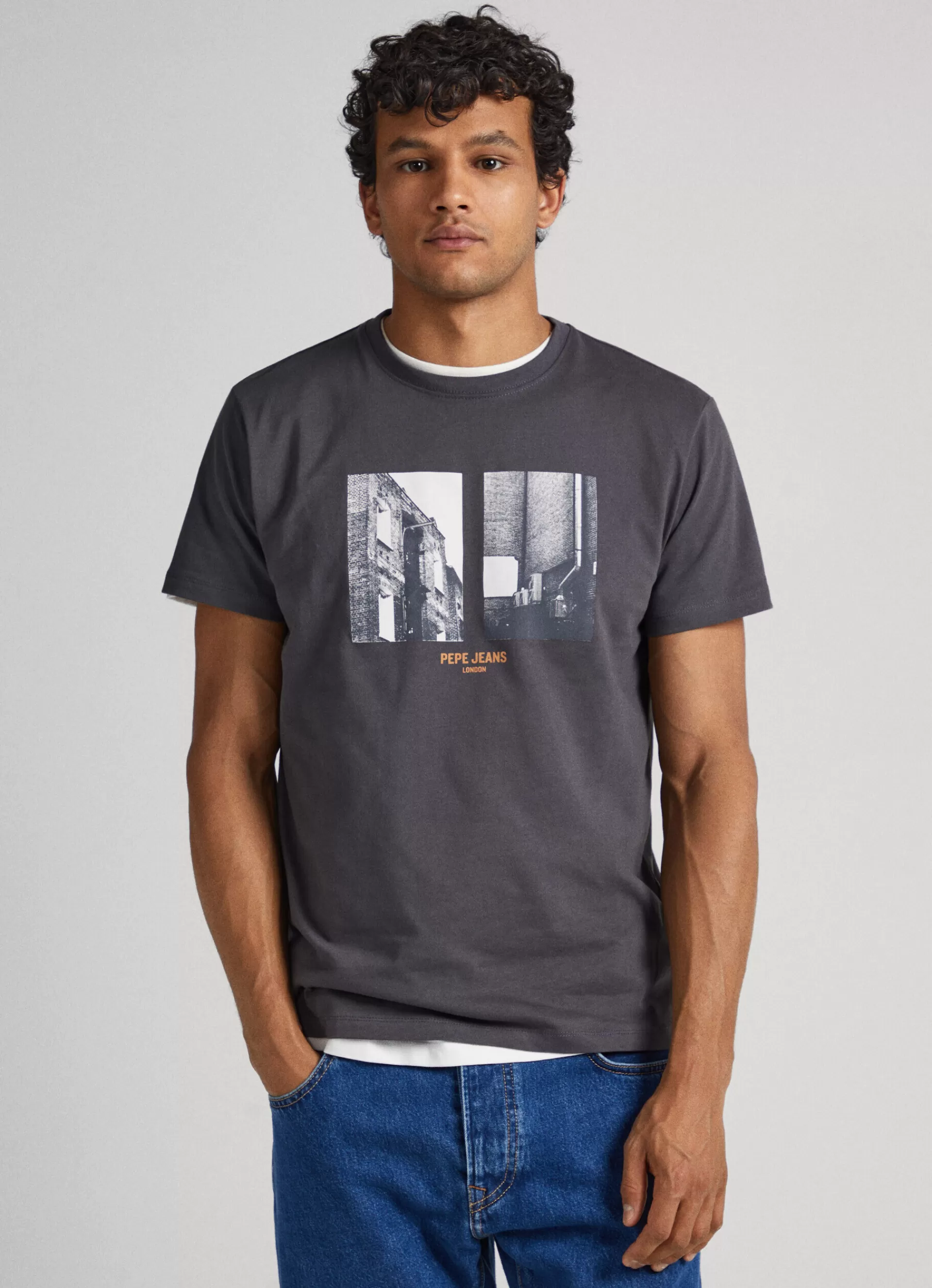 T-shirts*Men Pepe Jeans PHOTO PRINT T-SHIRT Thunder Grey