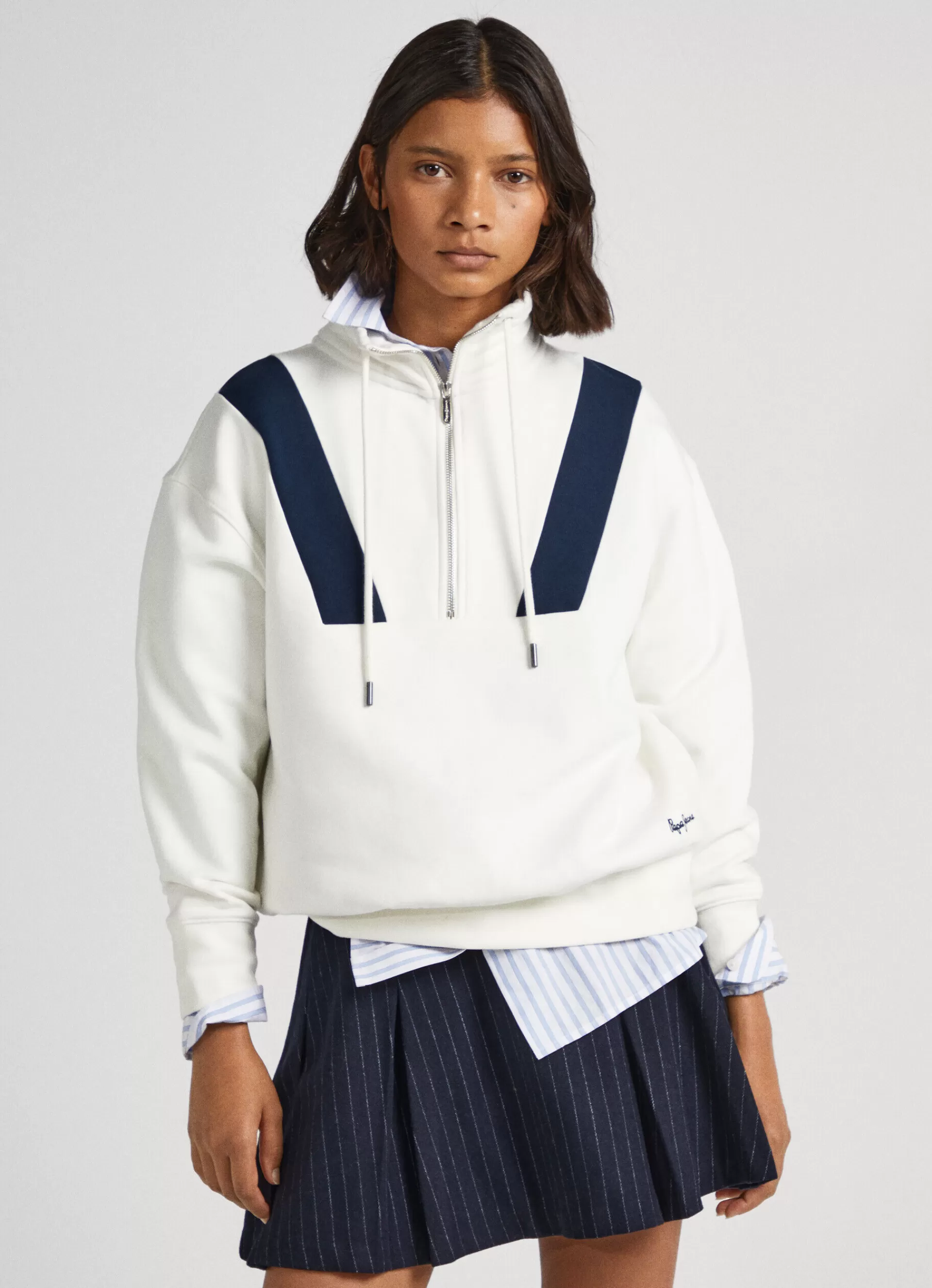 Sweatshirts & Hoodies*Women Pepe Jeans POLO SWEATSHIRT W/ HALF ZIP Mousse White- Not Available