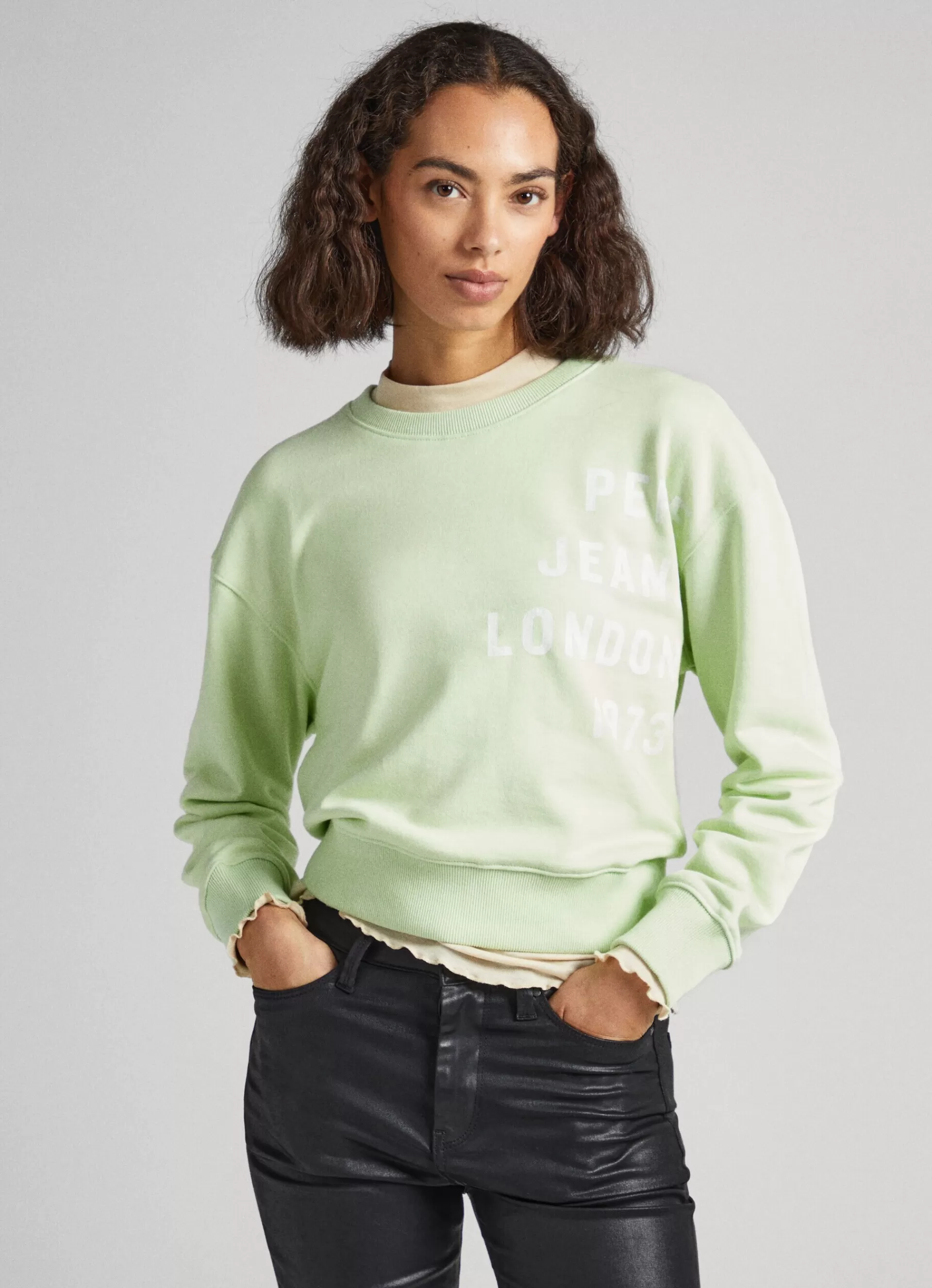 Sweatshirts & Hoodies*Women Pepe Jeans PRINTED LOGO COTTON SWEATSHIRT Bleach Green