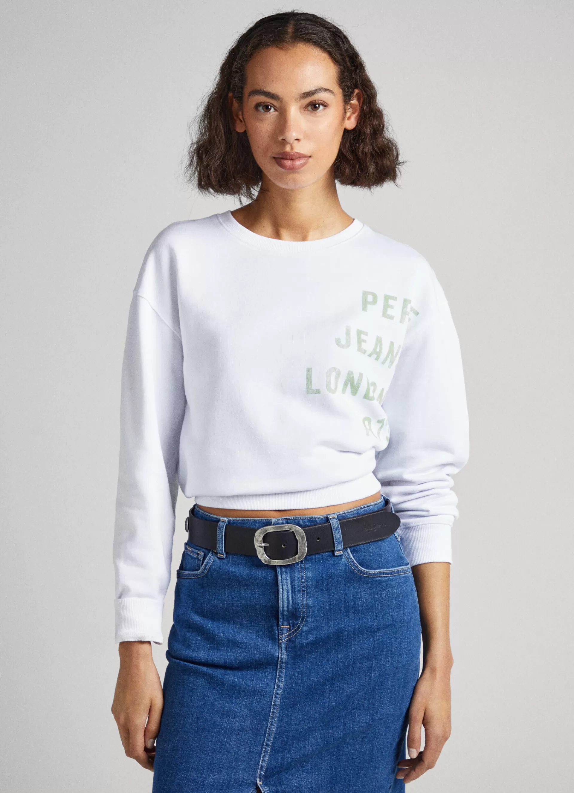 Sweatshirts & Hoodies*Women Pepe Jeans PRINTED LOGO COTTON SWEATSHIRT White