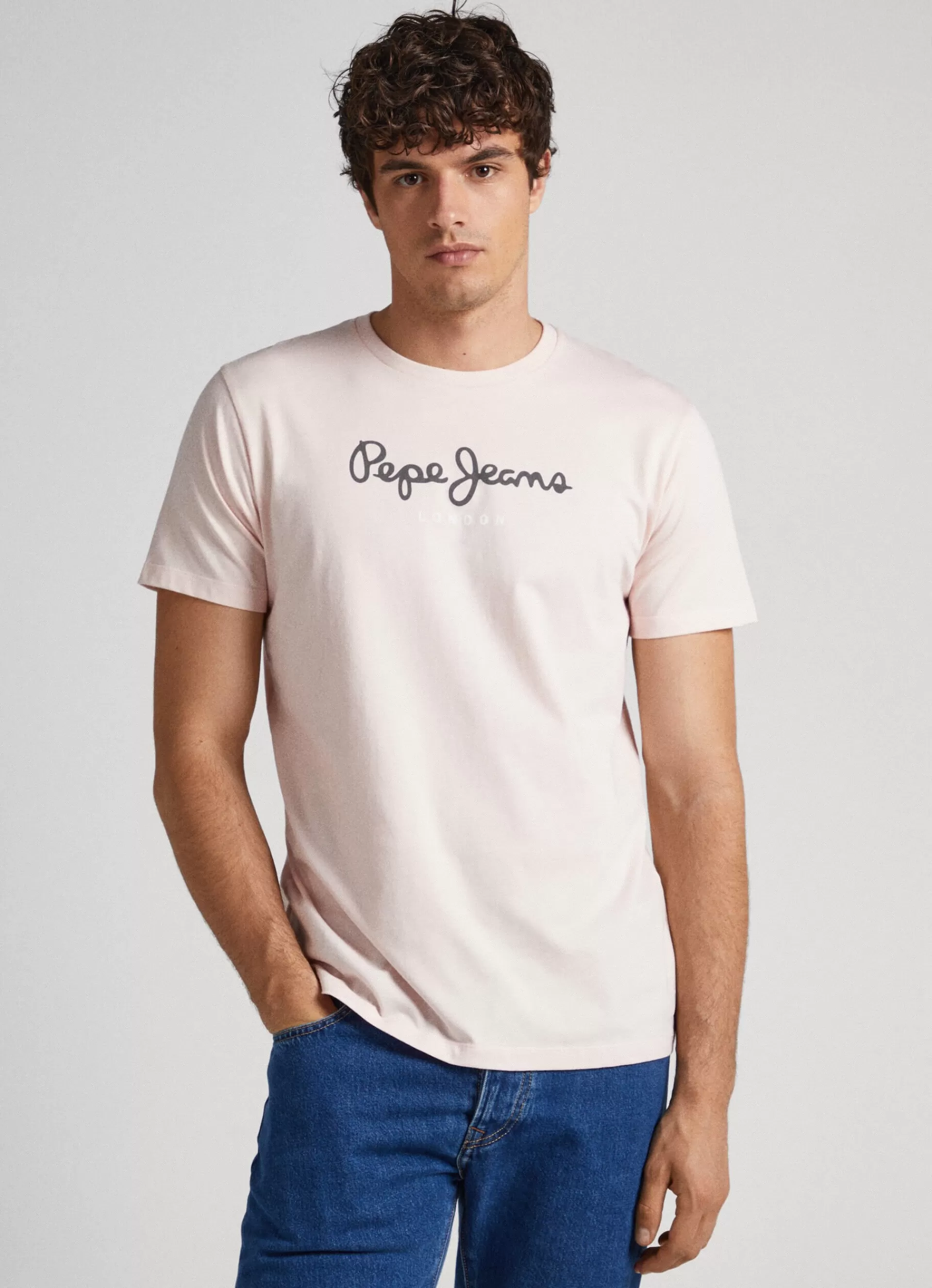 T-shirts*Men Pepe Jeans PRINTED LOGO COTTON T-SHIRT Spritzer Pink