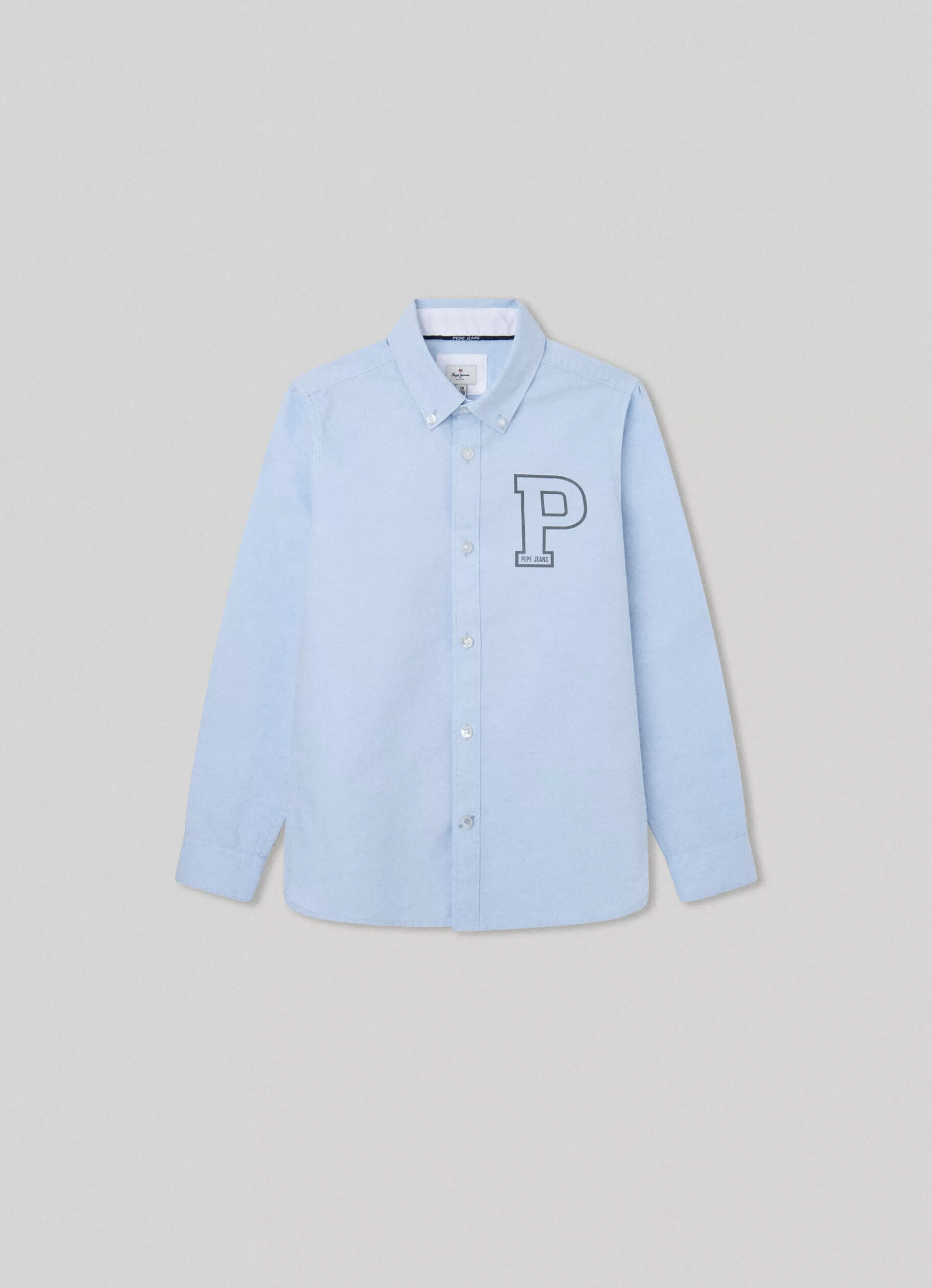 Polos & Shirts*KIDS Pepe Jeans PRINTED LOGO OXFORD SHIRT Bleach Blue