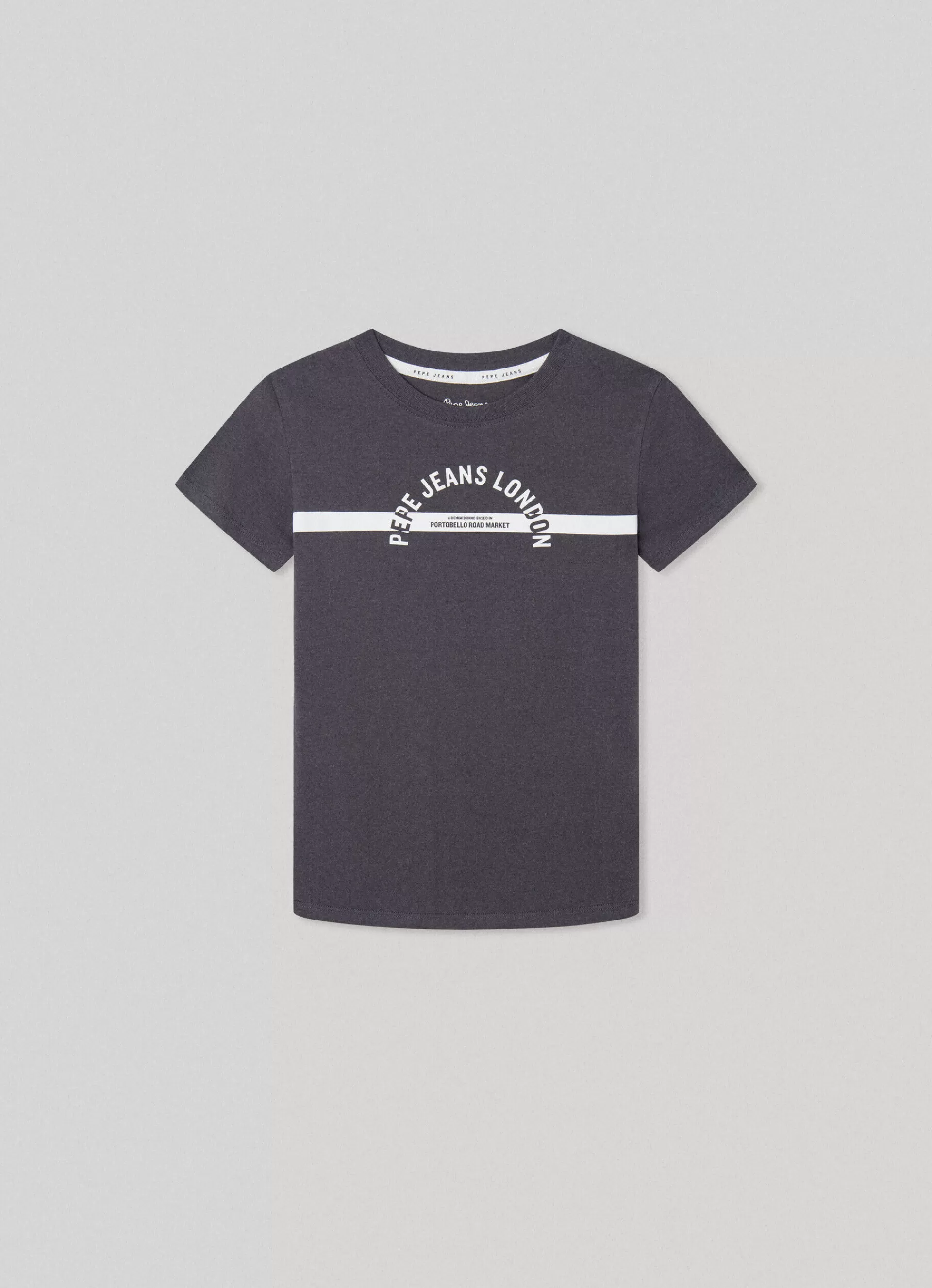 T-shirts*KIDS Pepe Jeans PRINTED LOGO T-SHIRT Thunder Grey