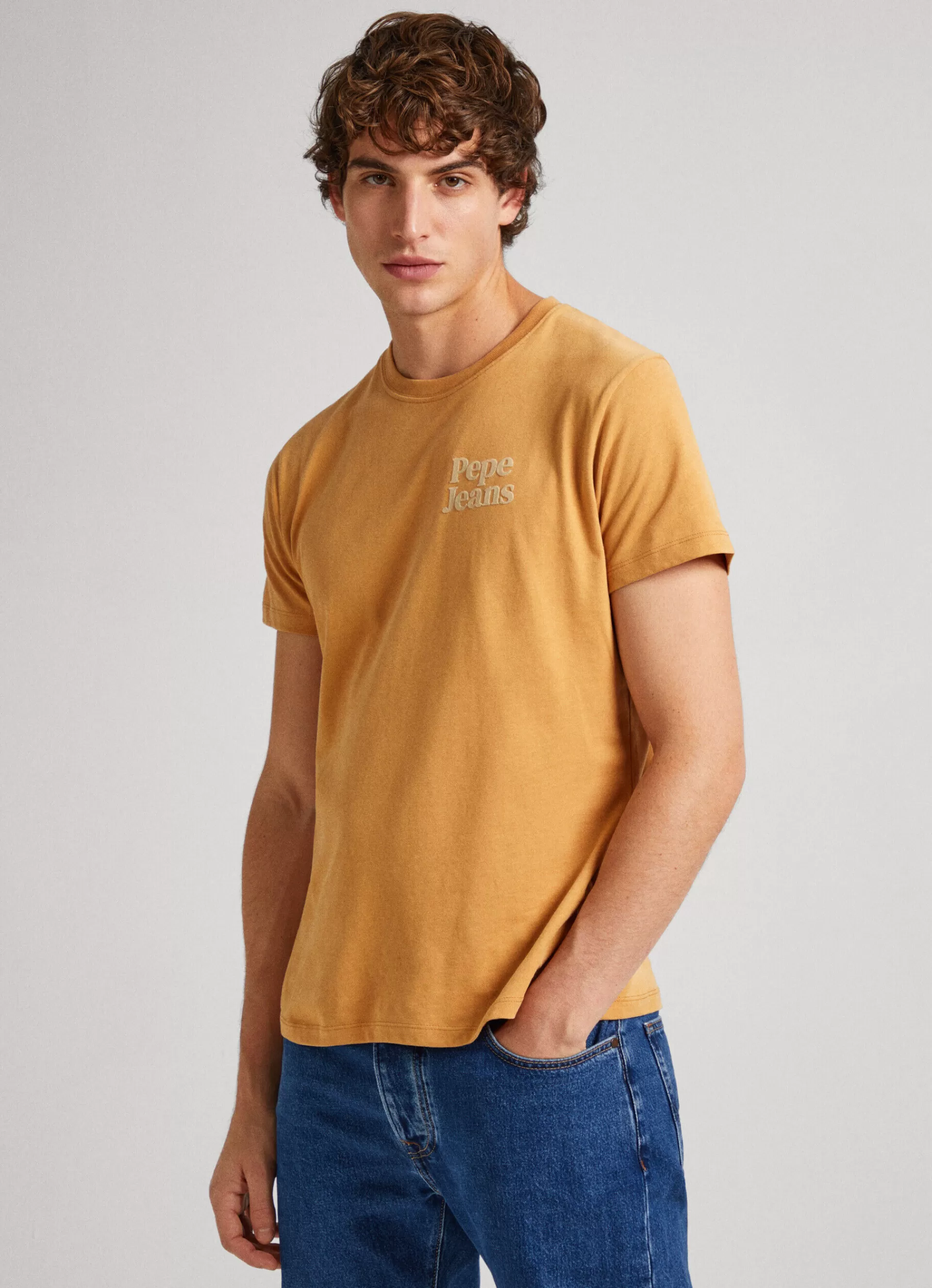 T-shirts*Men Pepe Jeans PRINTED LOGO T-SHIRT Mixing Beige