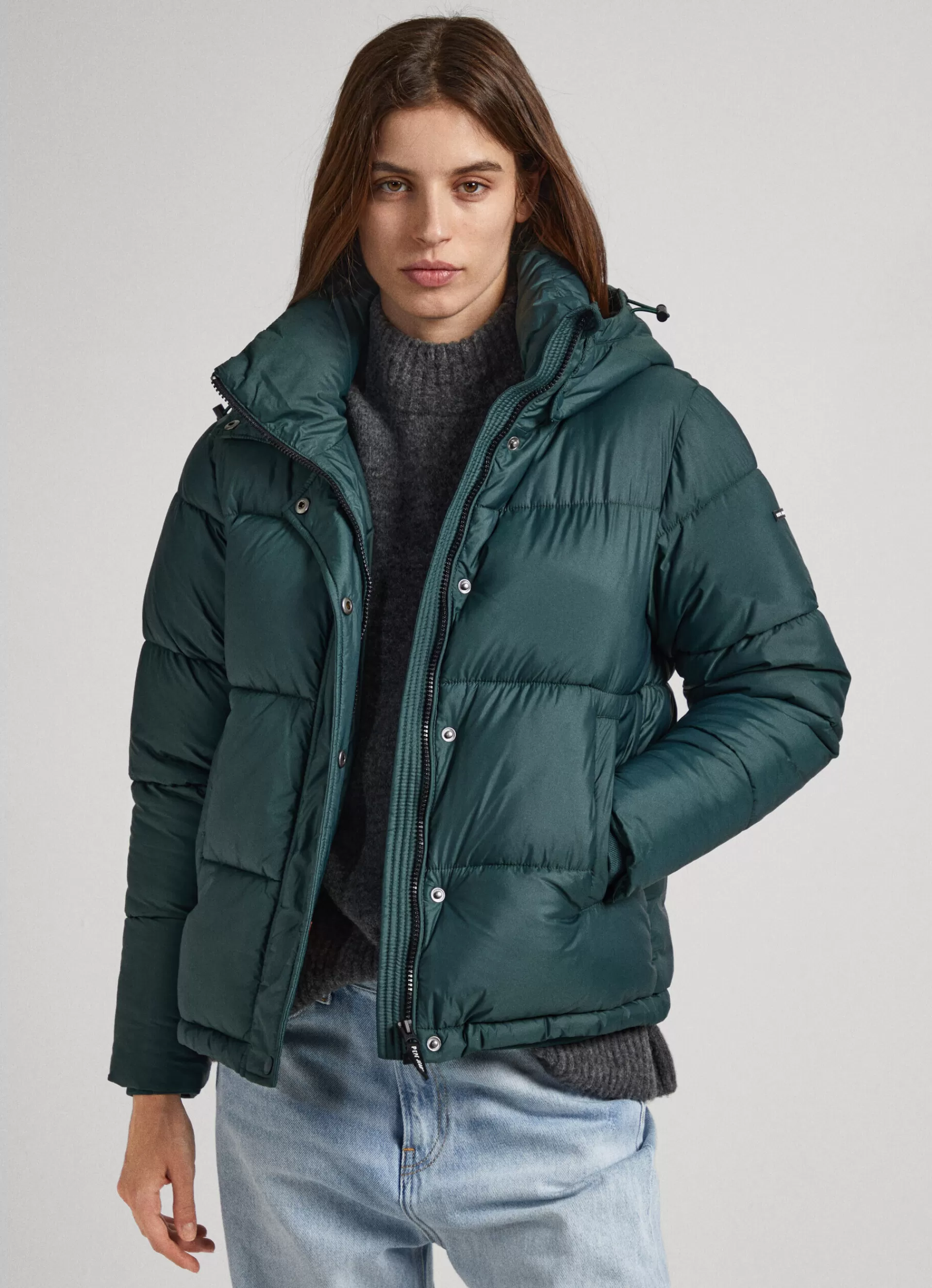 Coats & Jackets*Women Pepe Jeans PUFFER JACKET WITH HOOD Regent Green