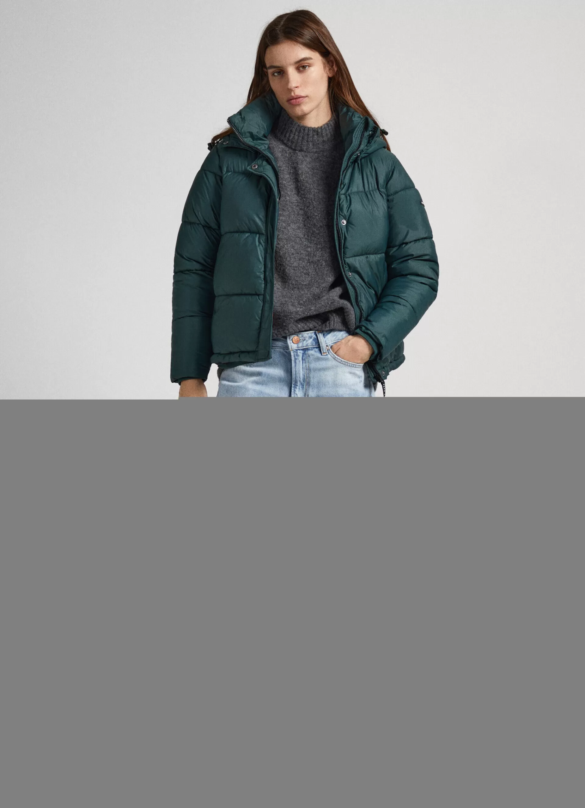 Coats & Jackets*Women Pepe Jeans PUFFER JACKET WITH HOOD Regent Green