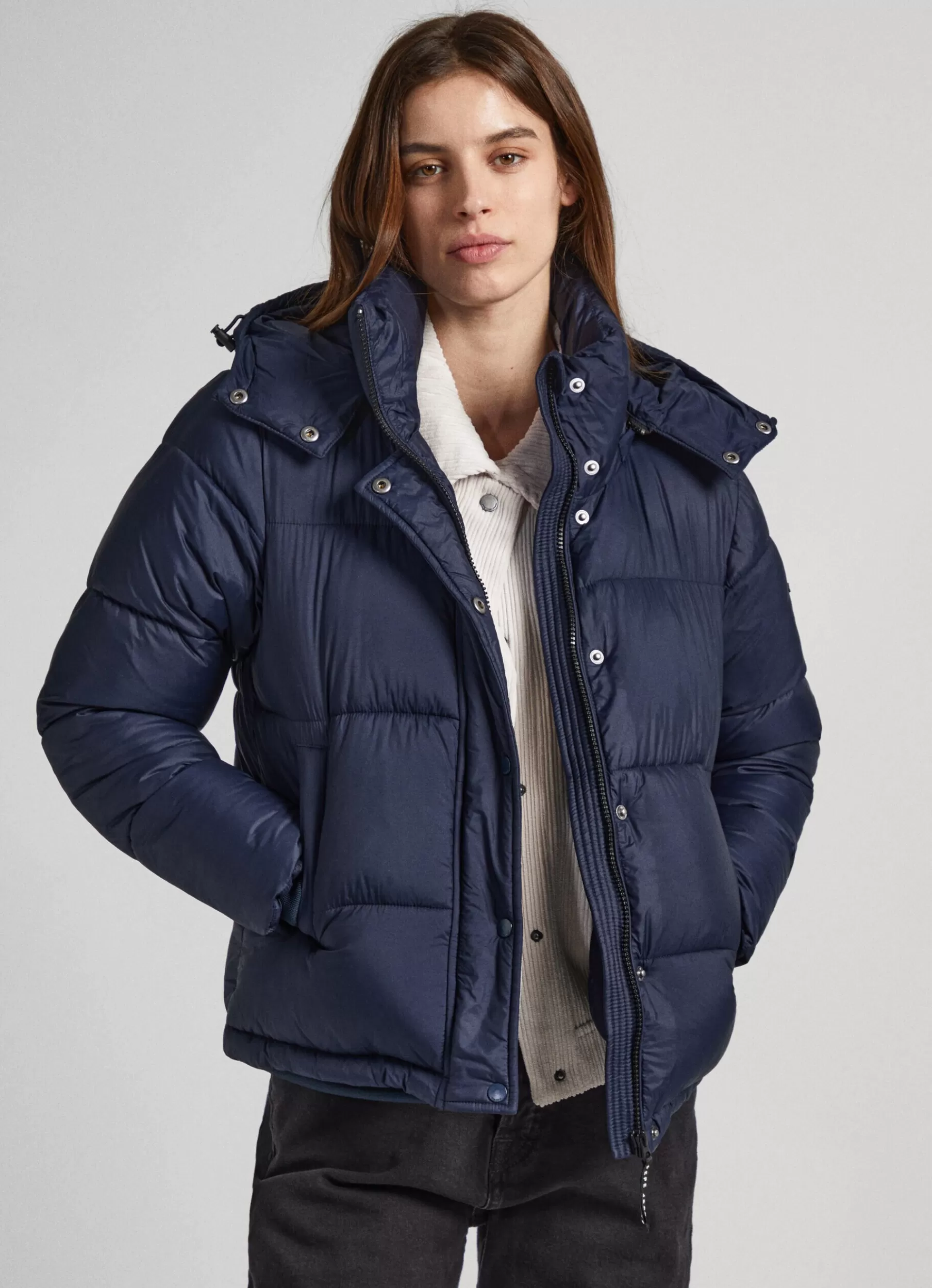 Coats & Jackets*Women Pepe Jeans PUFFER JACKET WITH HOOD Dulwich Blue