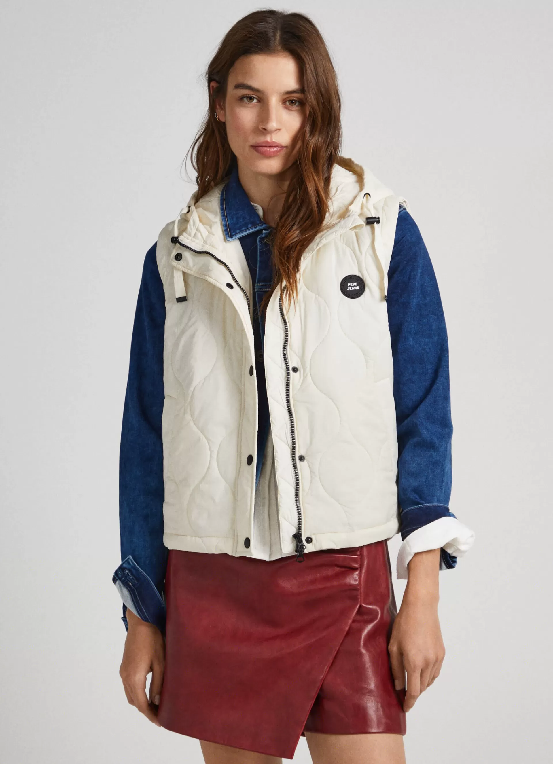 Coats & Jackets*Women Pepe Jeans QUILTED VEST Mousse White