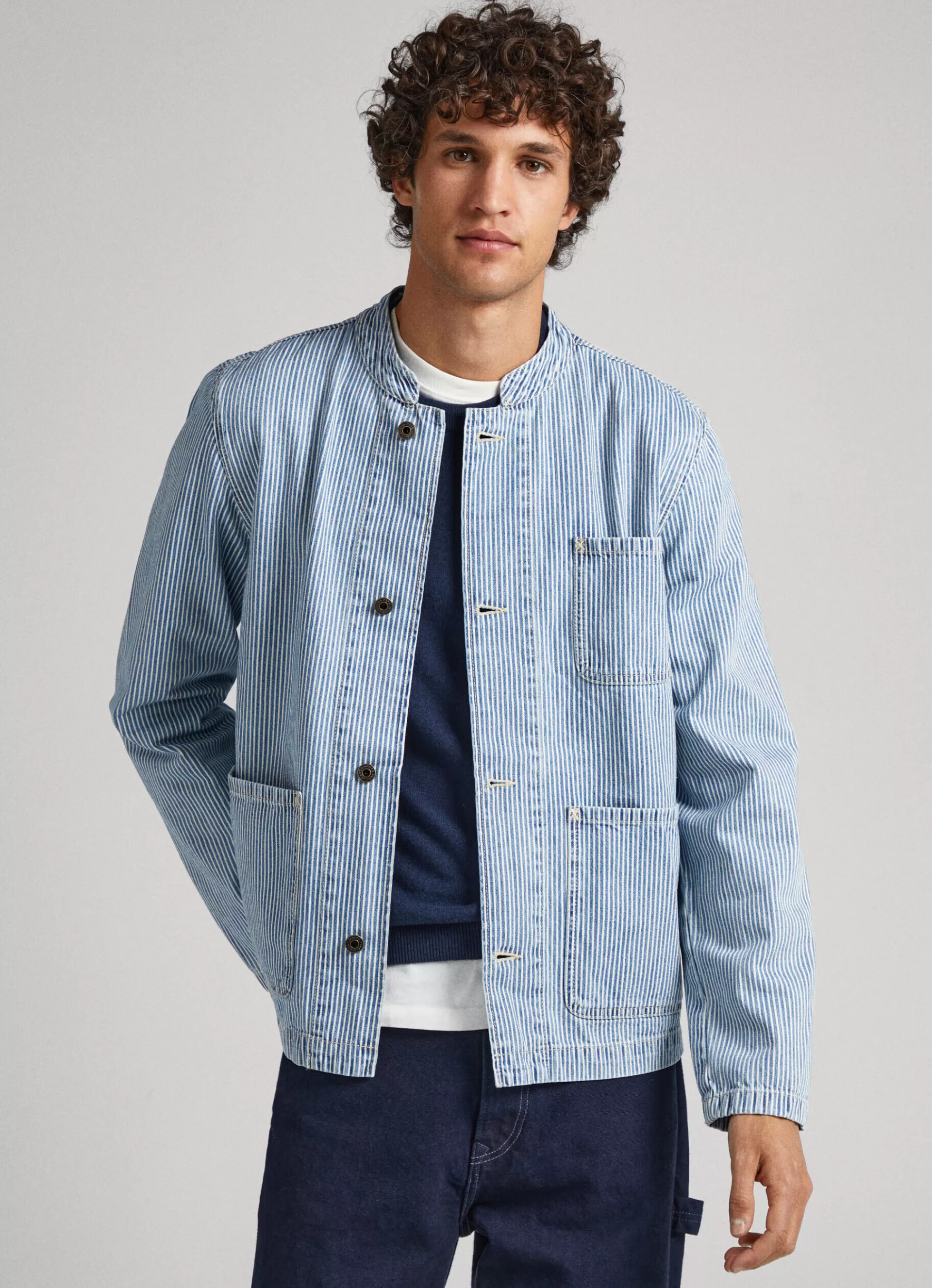 Coats & Jackets | Shirts*Men Pepe Jeans RAILROAD STRIPE JACKET Denim