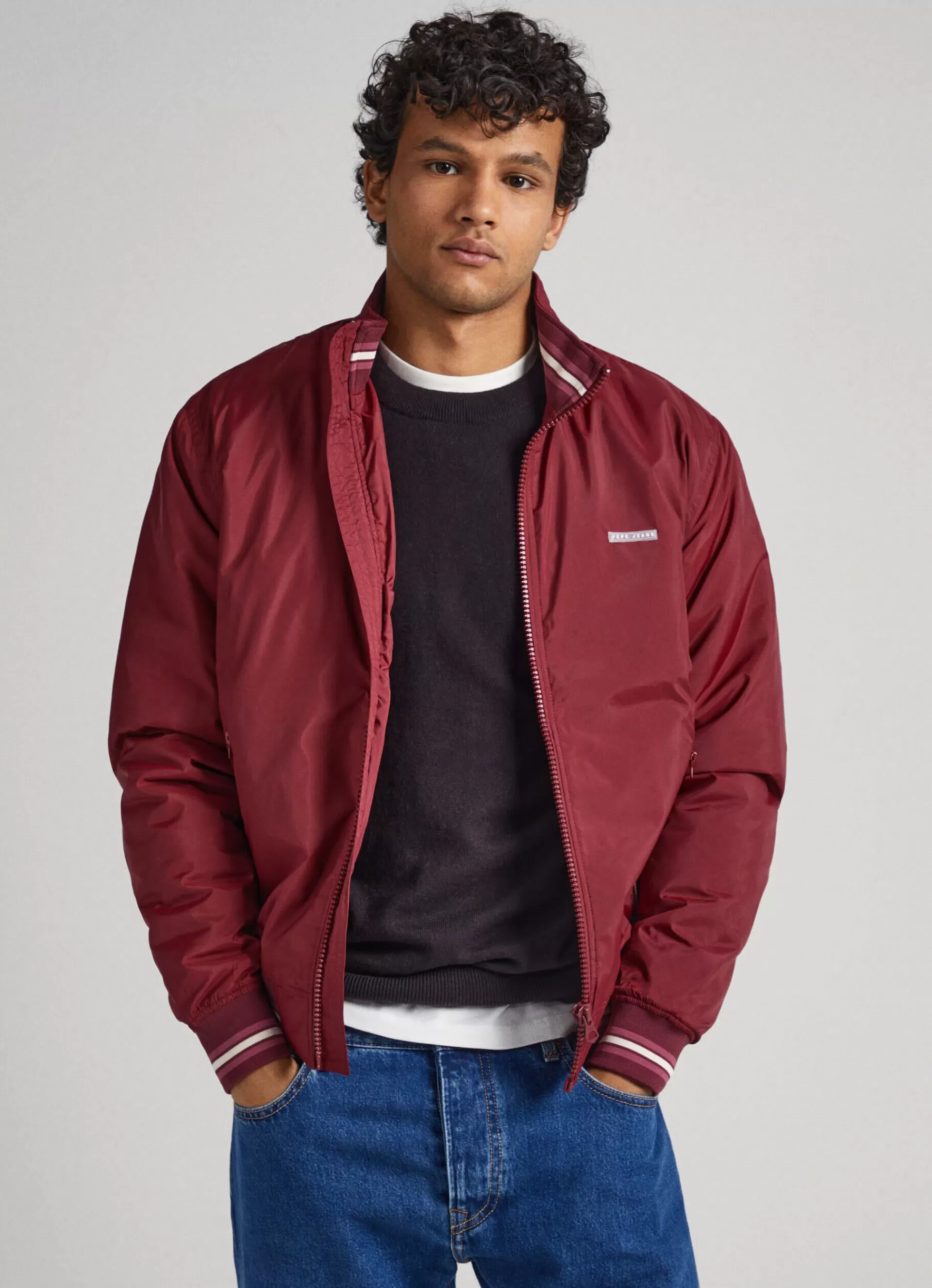 Coats & Jackets*Men Pepe Jeans RECYCLED FABRIC BOMBER JACKET Burgundy Red